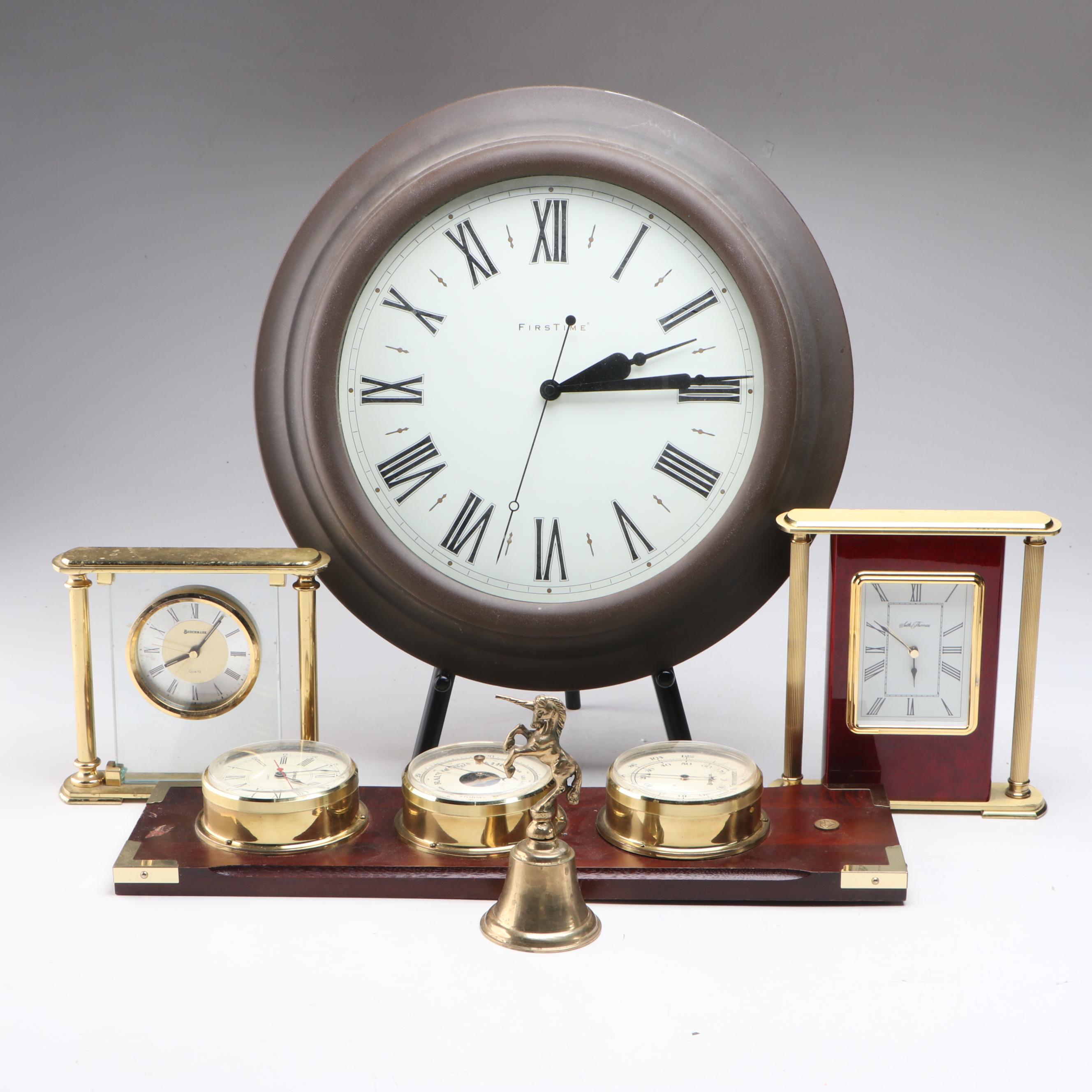 Benchmark Three Part Weather Station with Seth Thomas and Other Mantel Clocks