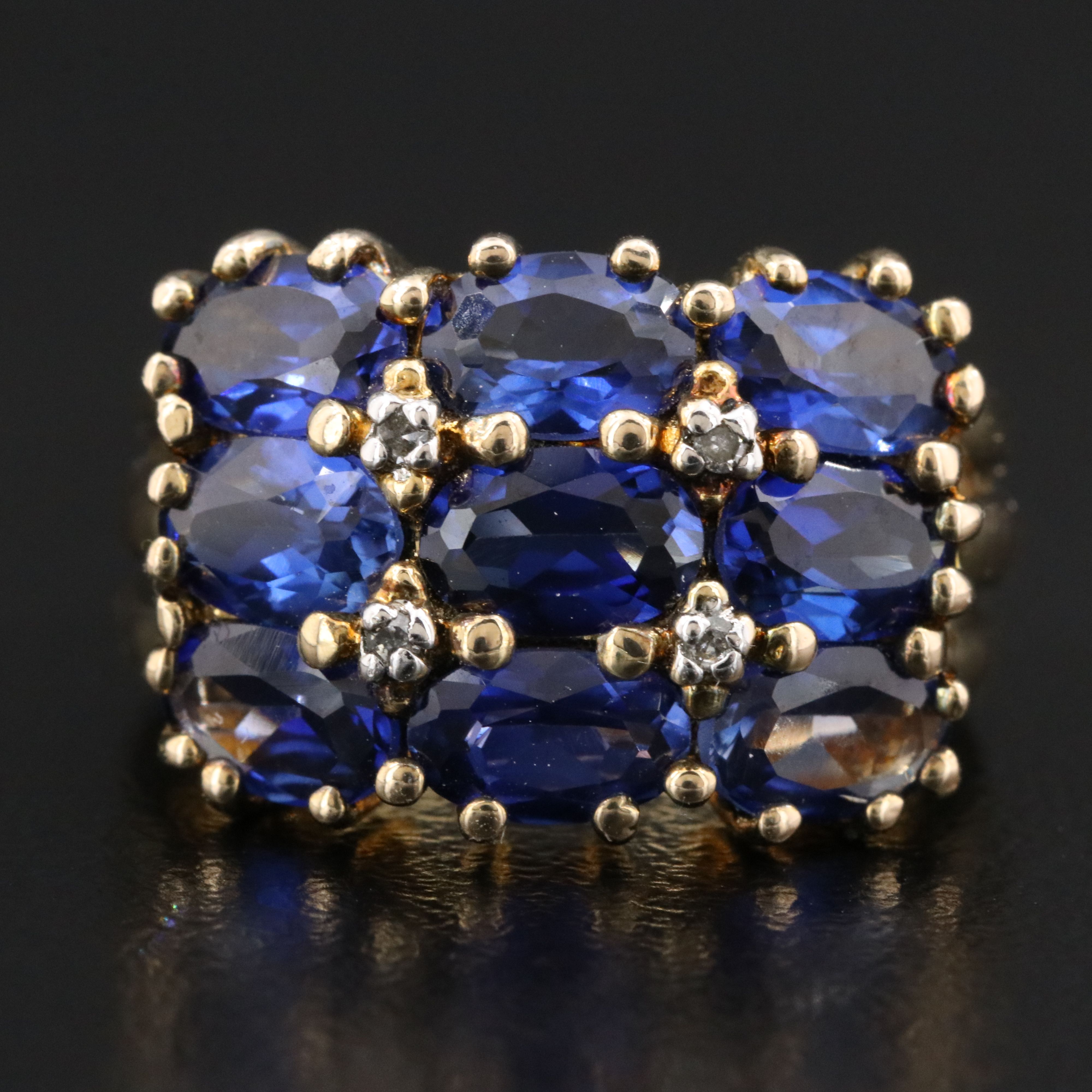 Sterling Sapphire and Diamond Ring
