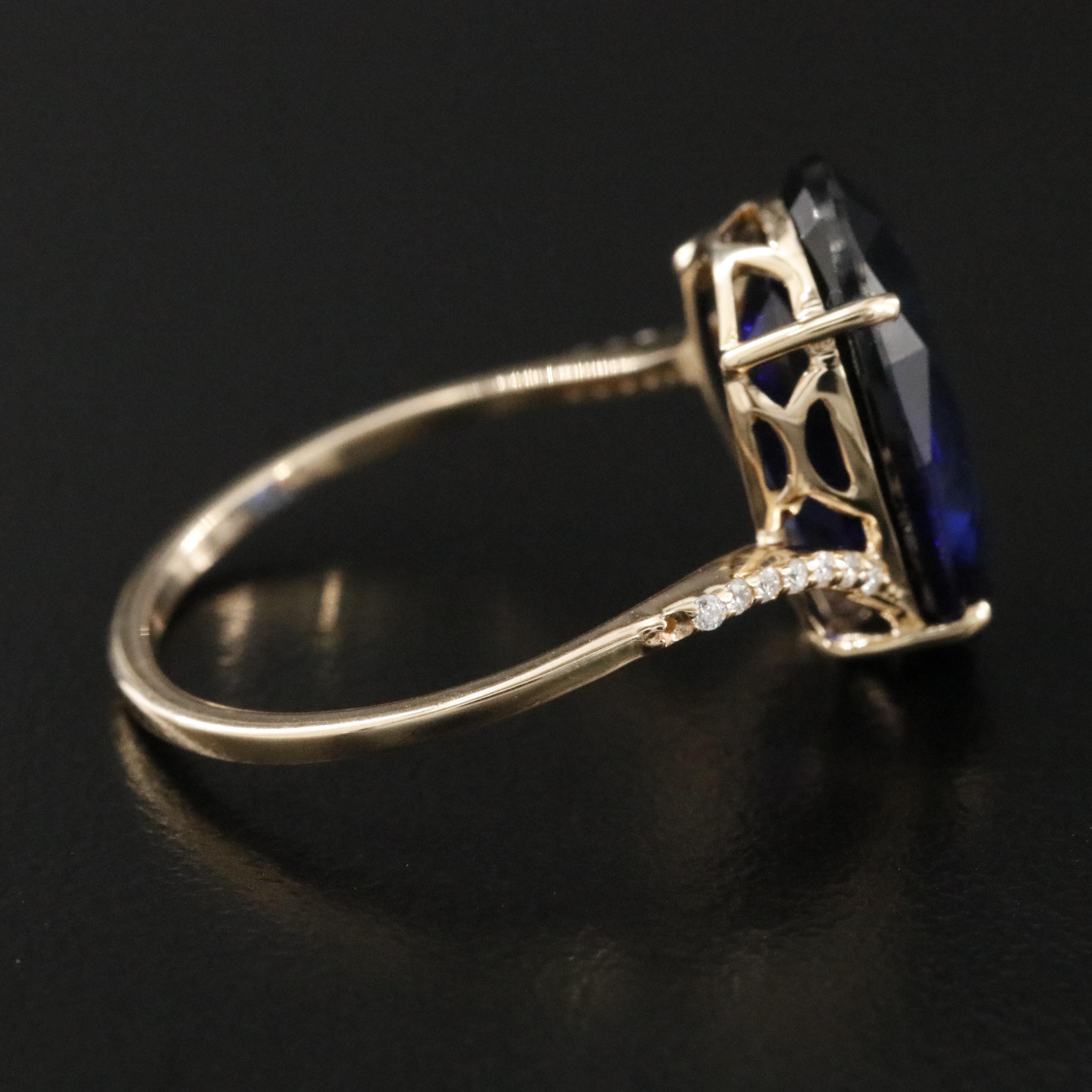14K Sapphire and Moissanite Ring