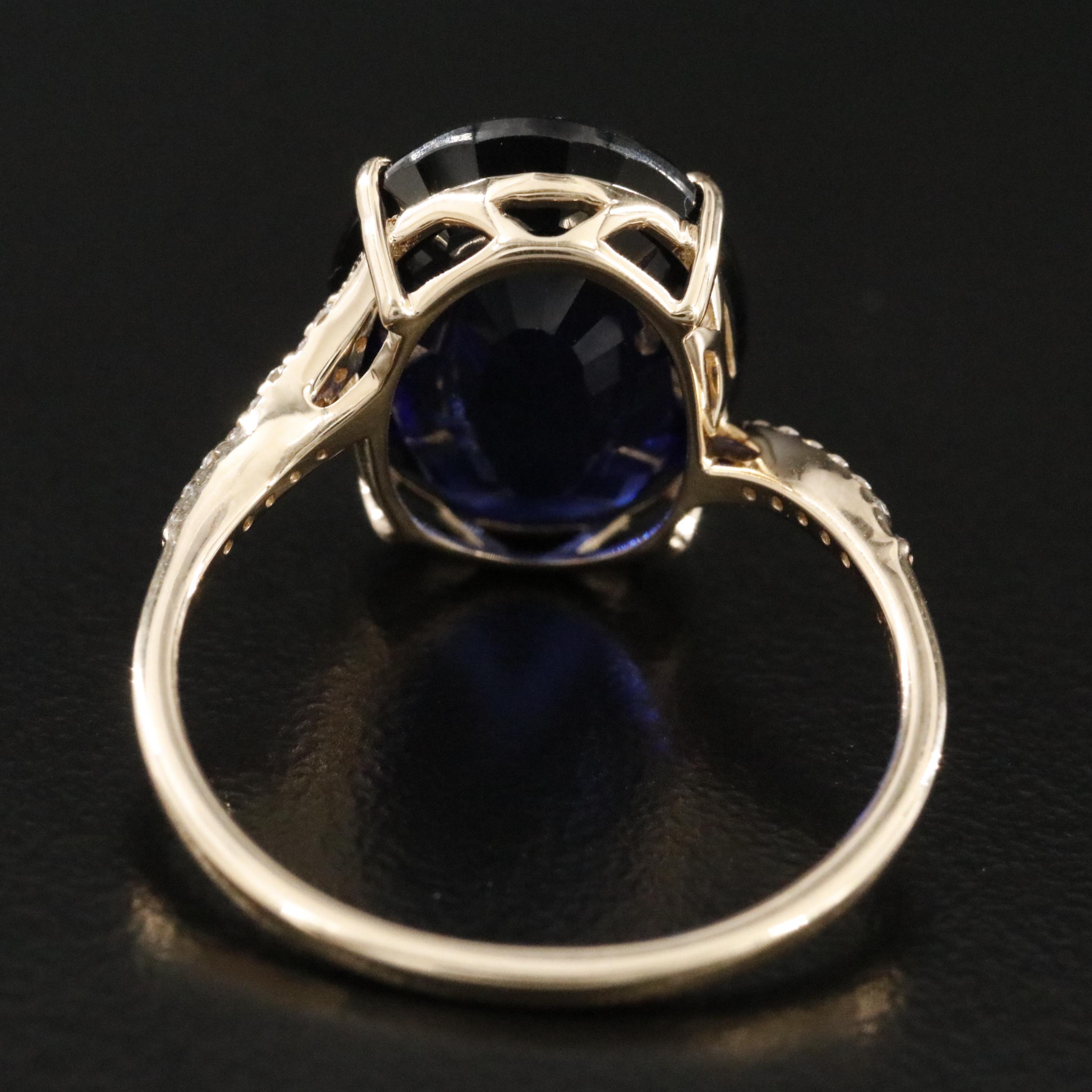 14K Sapphire and Moissanite Ring