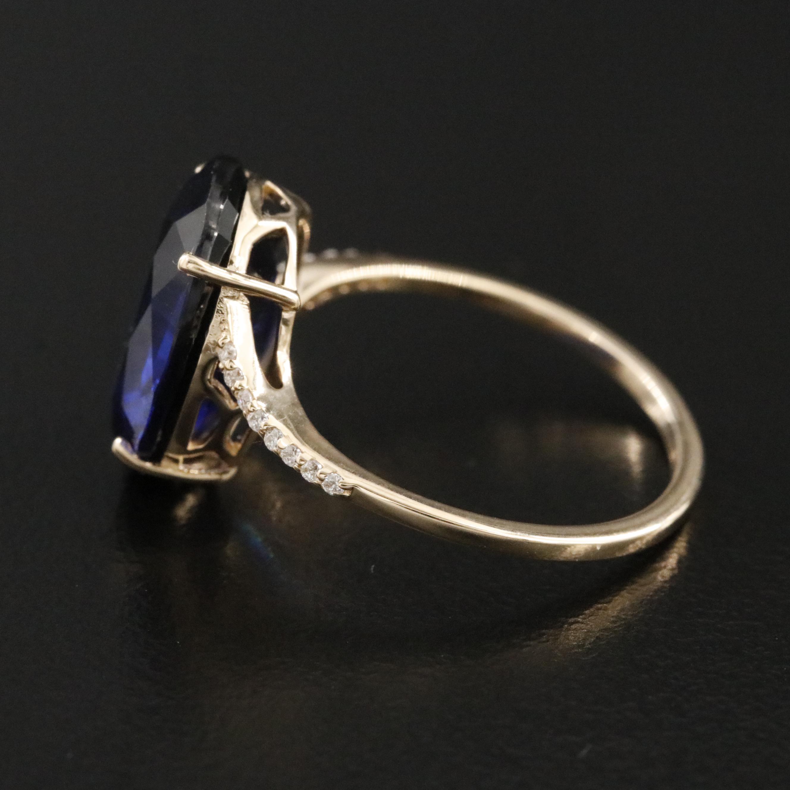 14K Sapphire and Moissanite Ring