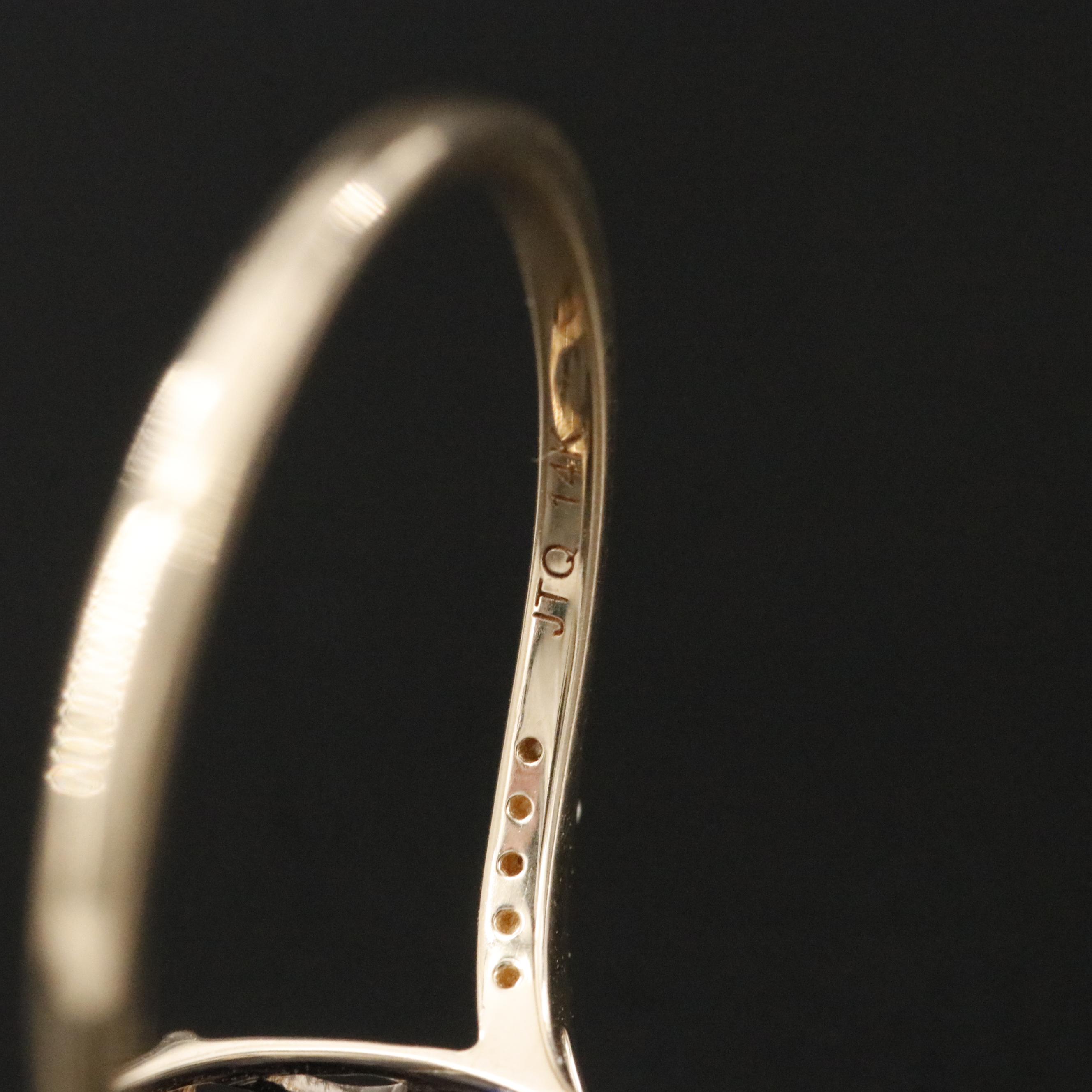 14K Sapphire and Moissanite Ring