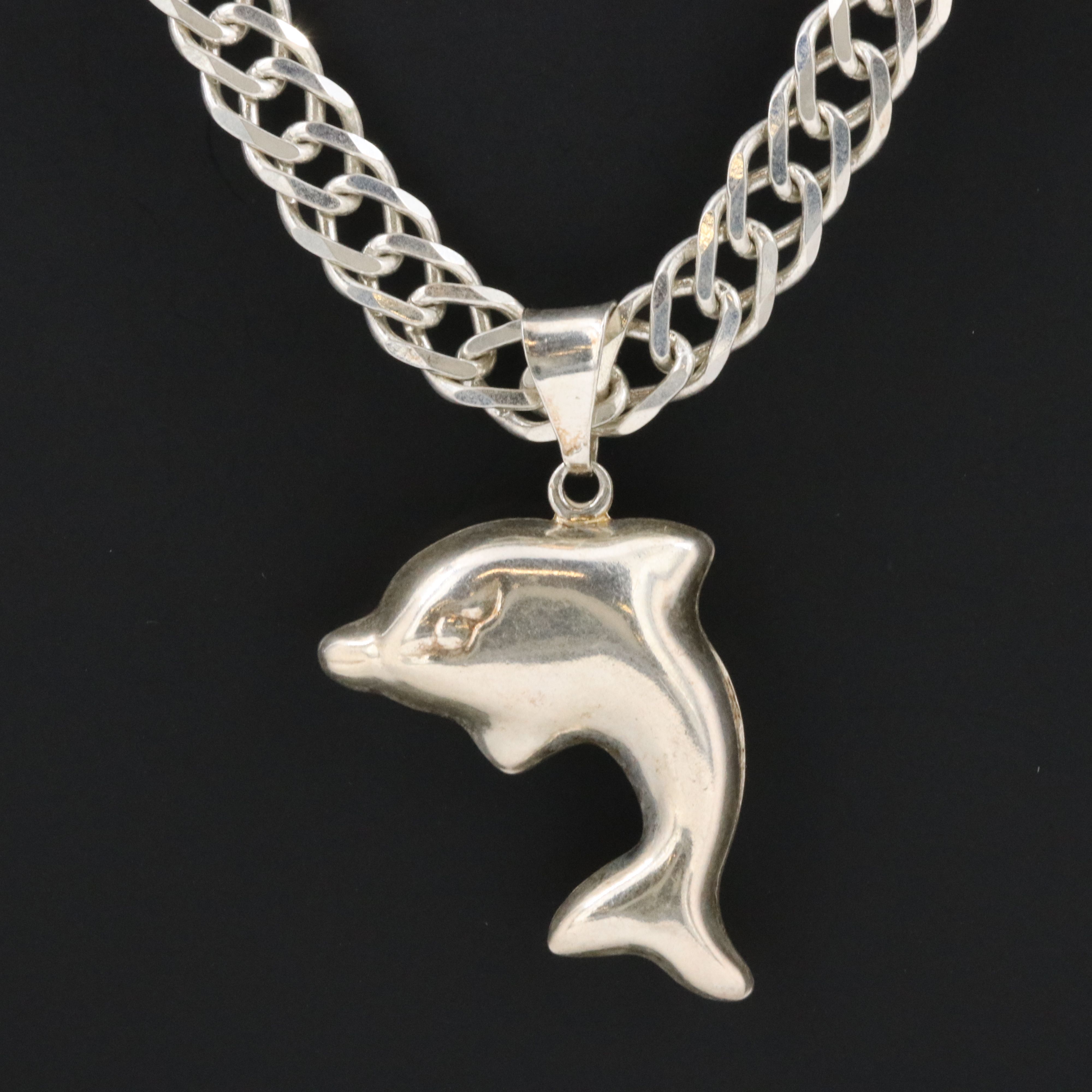 Sterling Dolphin Pendant Necklace
