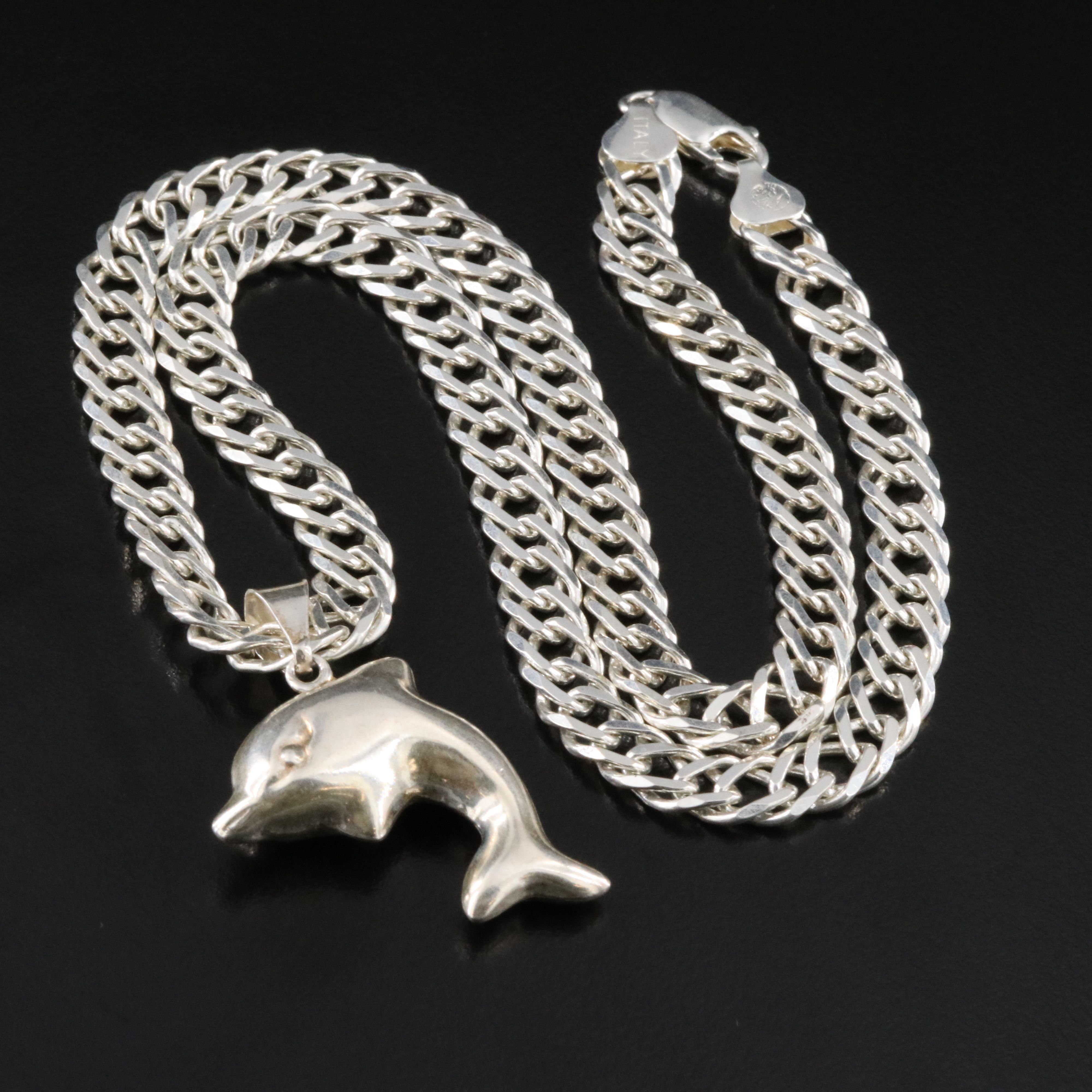 Sterling Dolphin Pendant Necklace