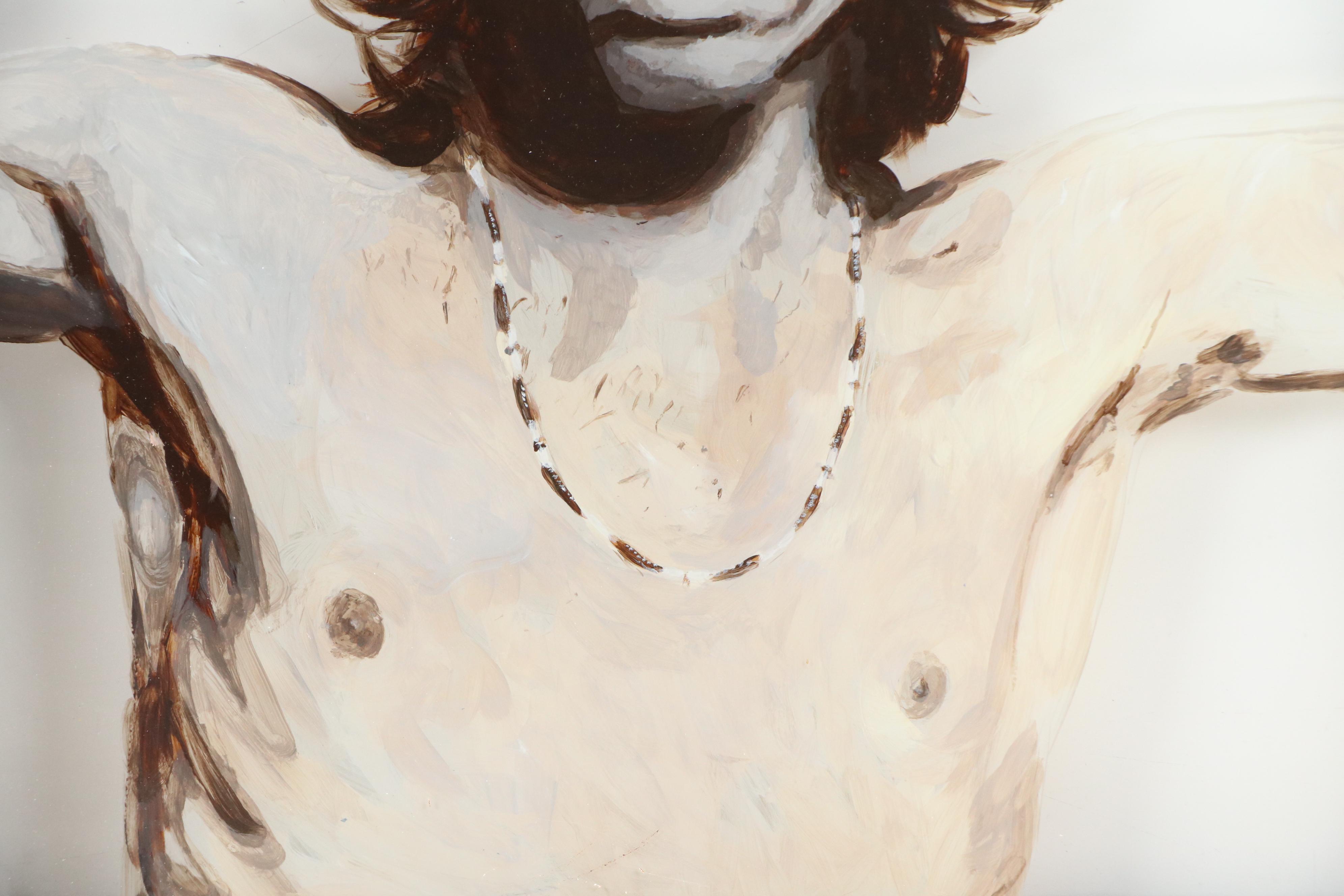 Amy Shepherd Jim Morrison Portrait Reverse Glass Painting in Window Pane, 2006