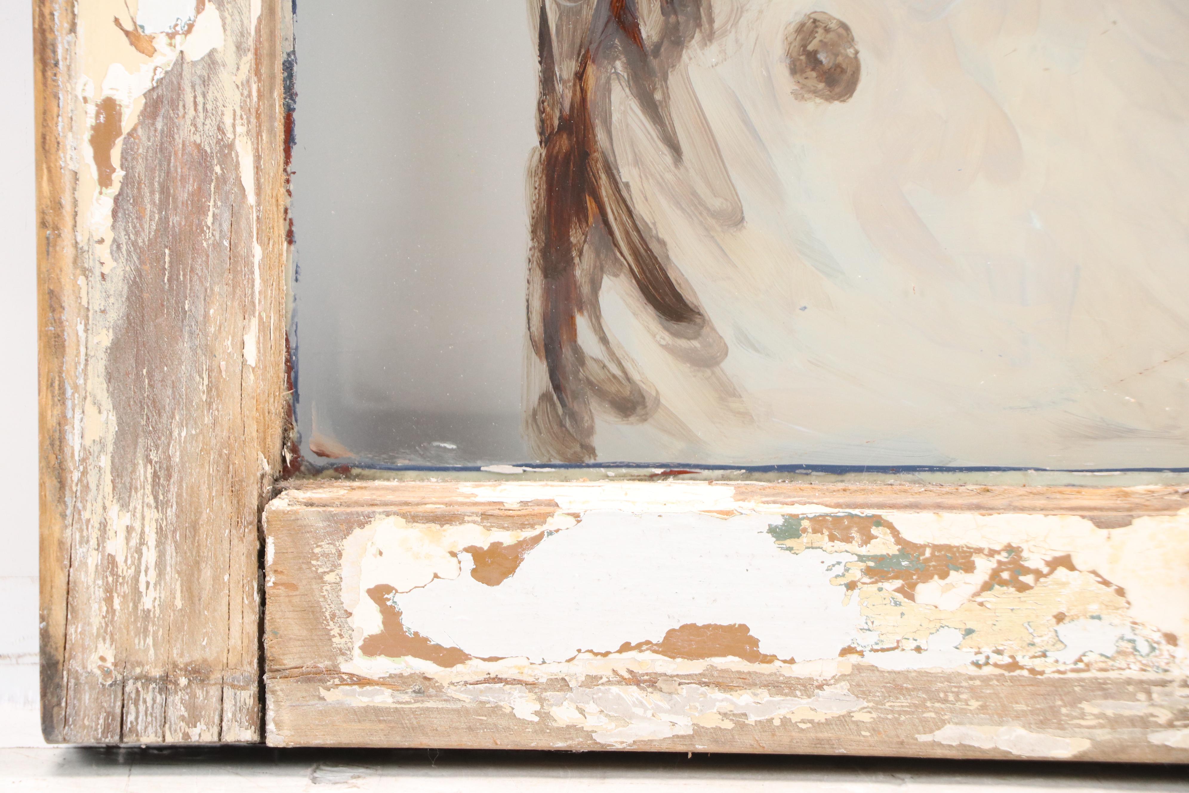 Amy Shepherd Jim Morrison Portrait Reverse Glass Painting in Window Pane, 2006