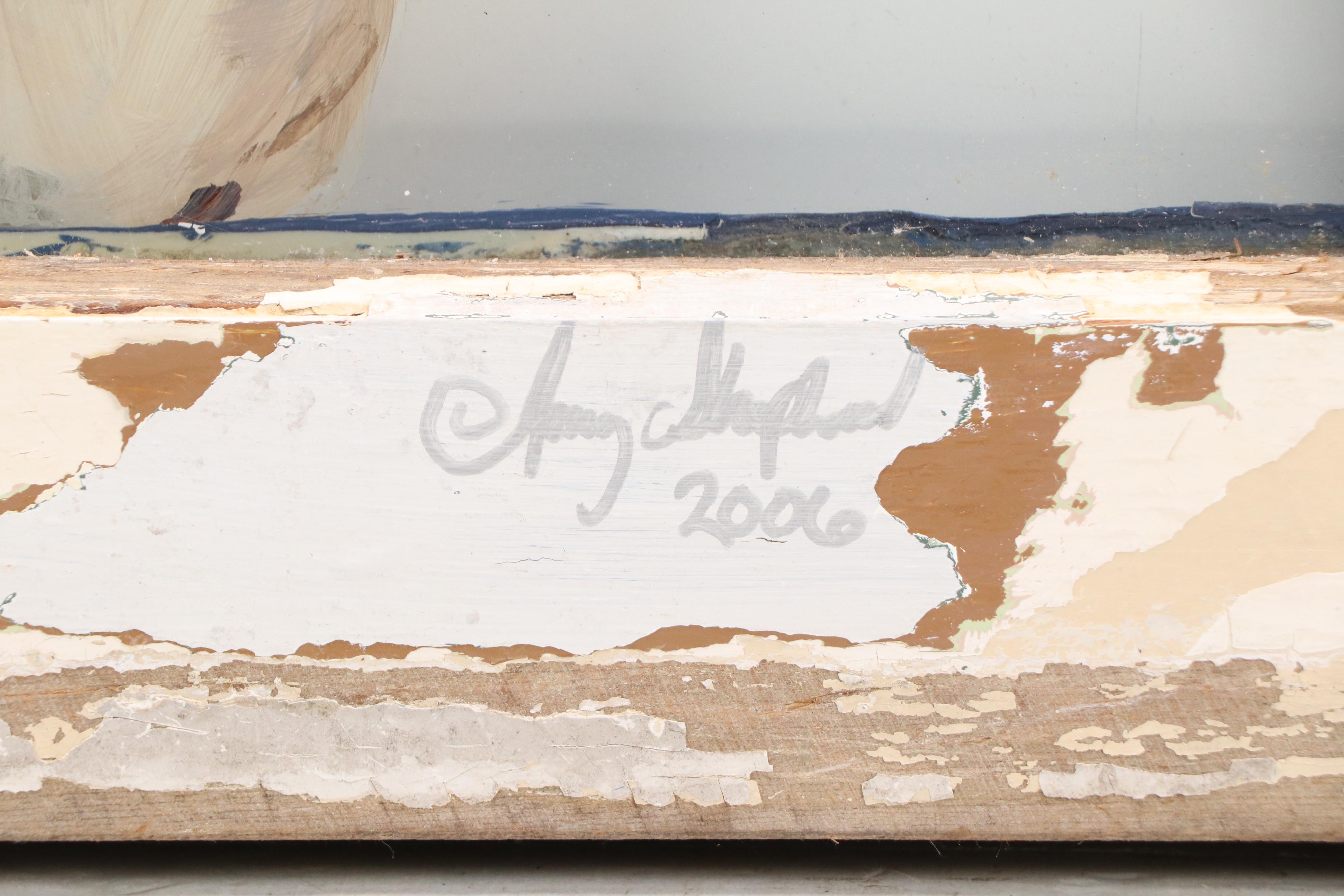 Amy Shepherd Jim Morrison Portrait Reverse Glass Painting in Window Pane, 2006