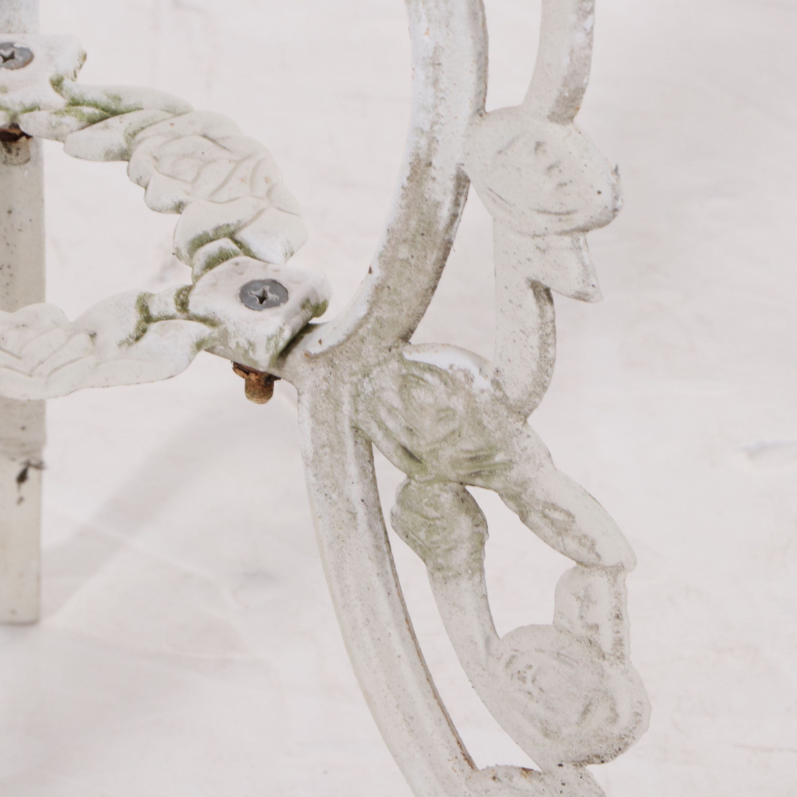 Victorian Style White-Painted Cast Metal Three-Piece Patio Bistro Dining Set