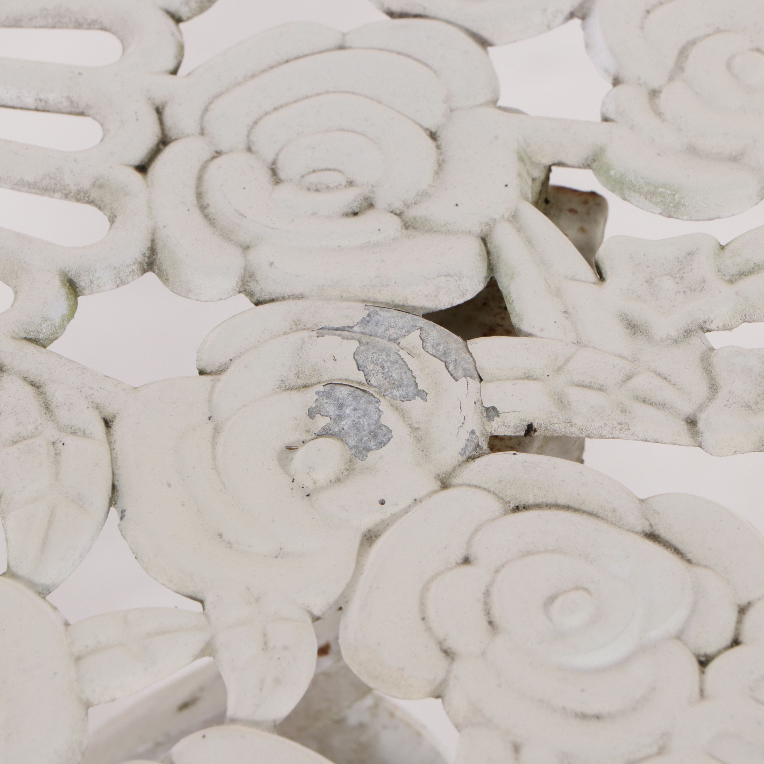 Victorian Style White-Painted Cast Metal Three-Piece Patio Bistro Dining Set