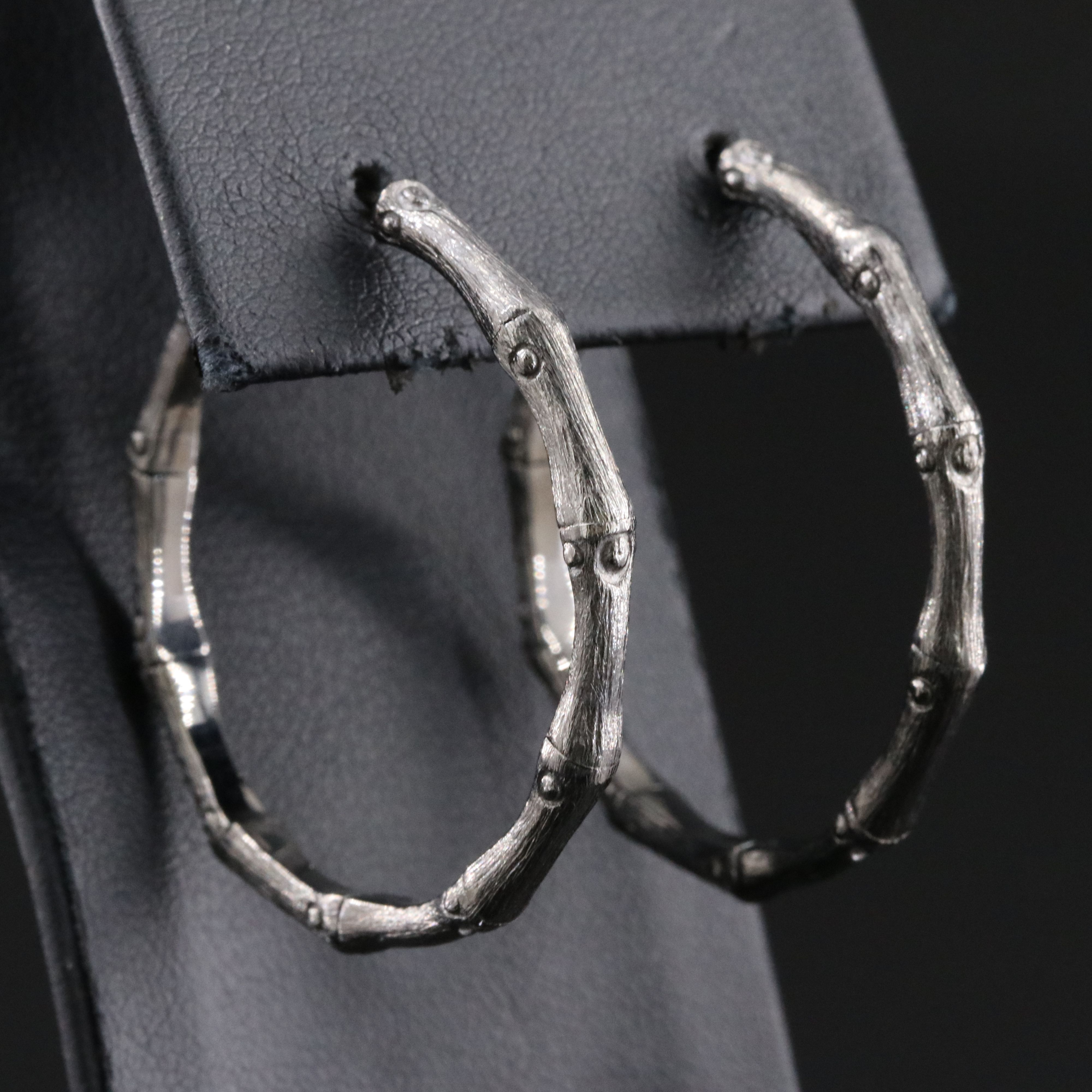 John Hardy Bamboo Darkened Sterling Hoop Earrings