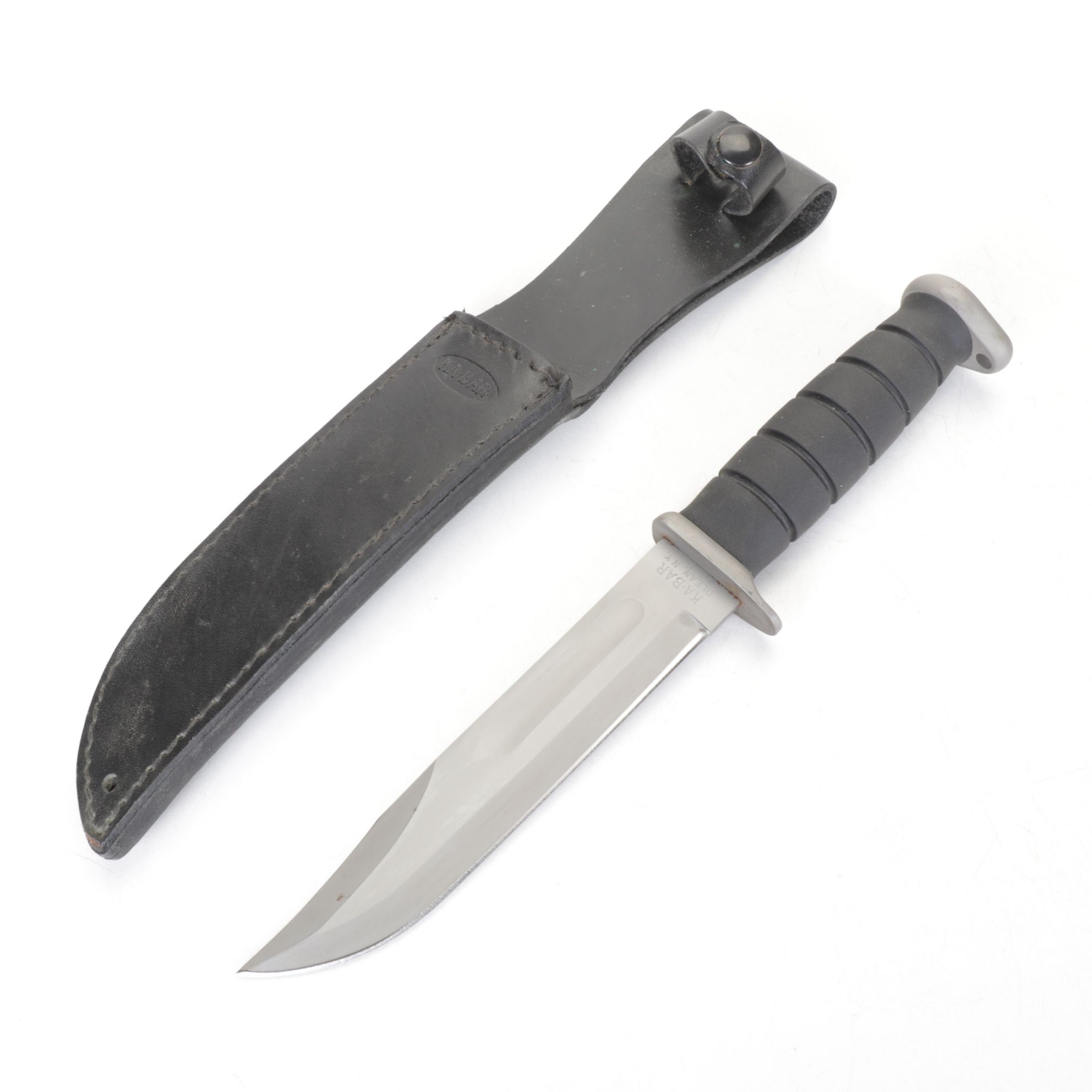 KA-BAR Fixed Blade Knife with Rubber Grip & Sheathe