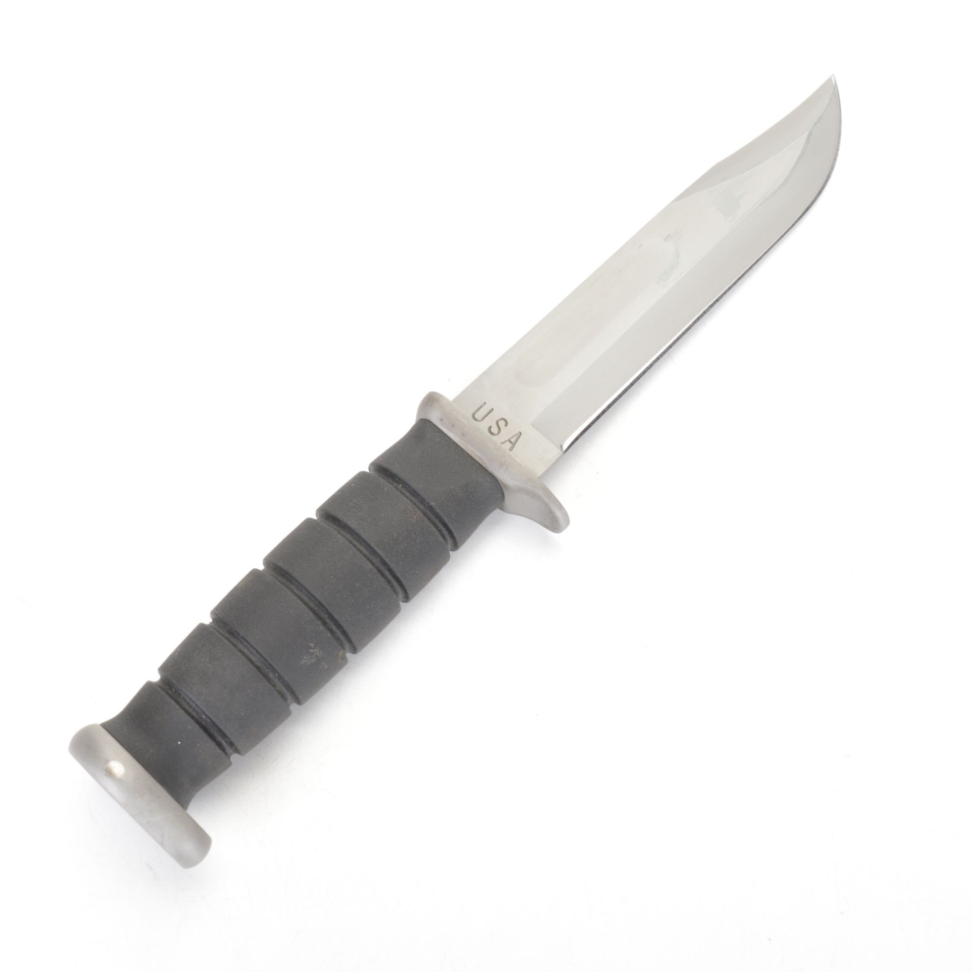 KA-BAR Fixed Blade Knife with Rubber Grip & Sheathe