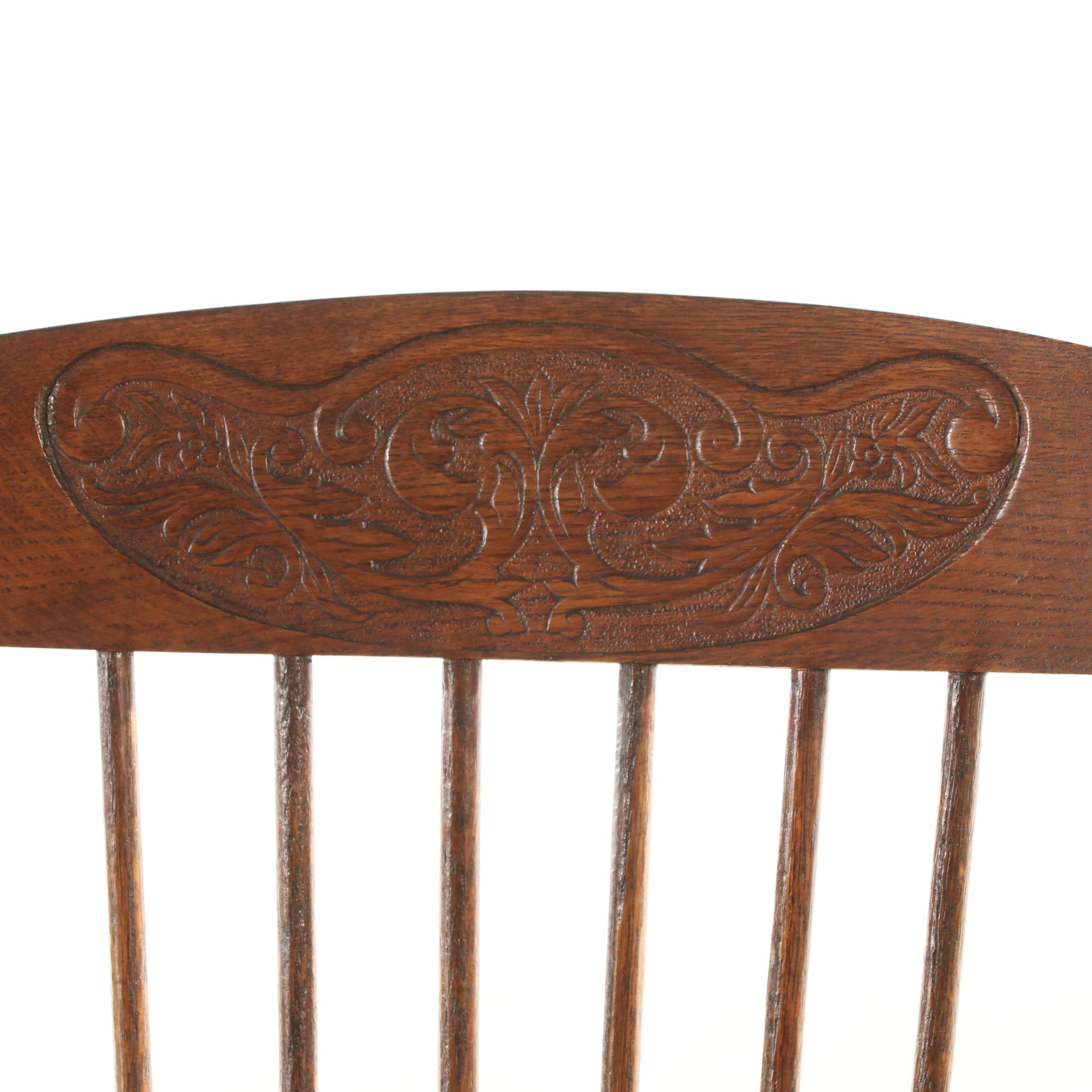 Antique Pressed Back Oak Rocking Chair