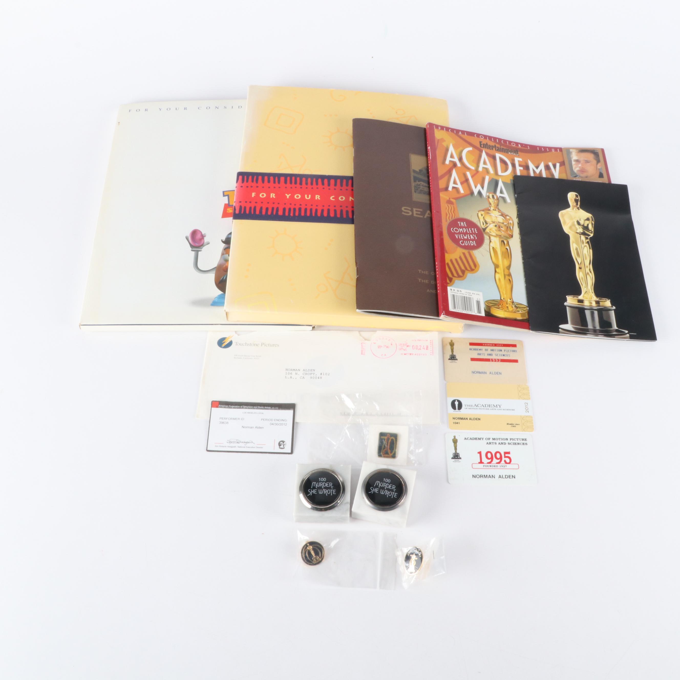 Norman Alden Personal Academy Membership Cards with Pins and More