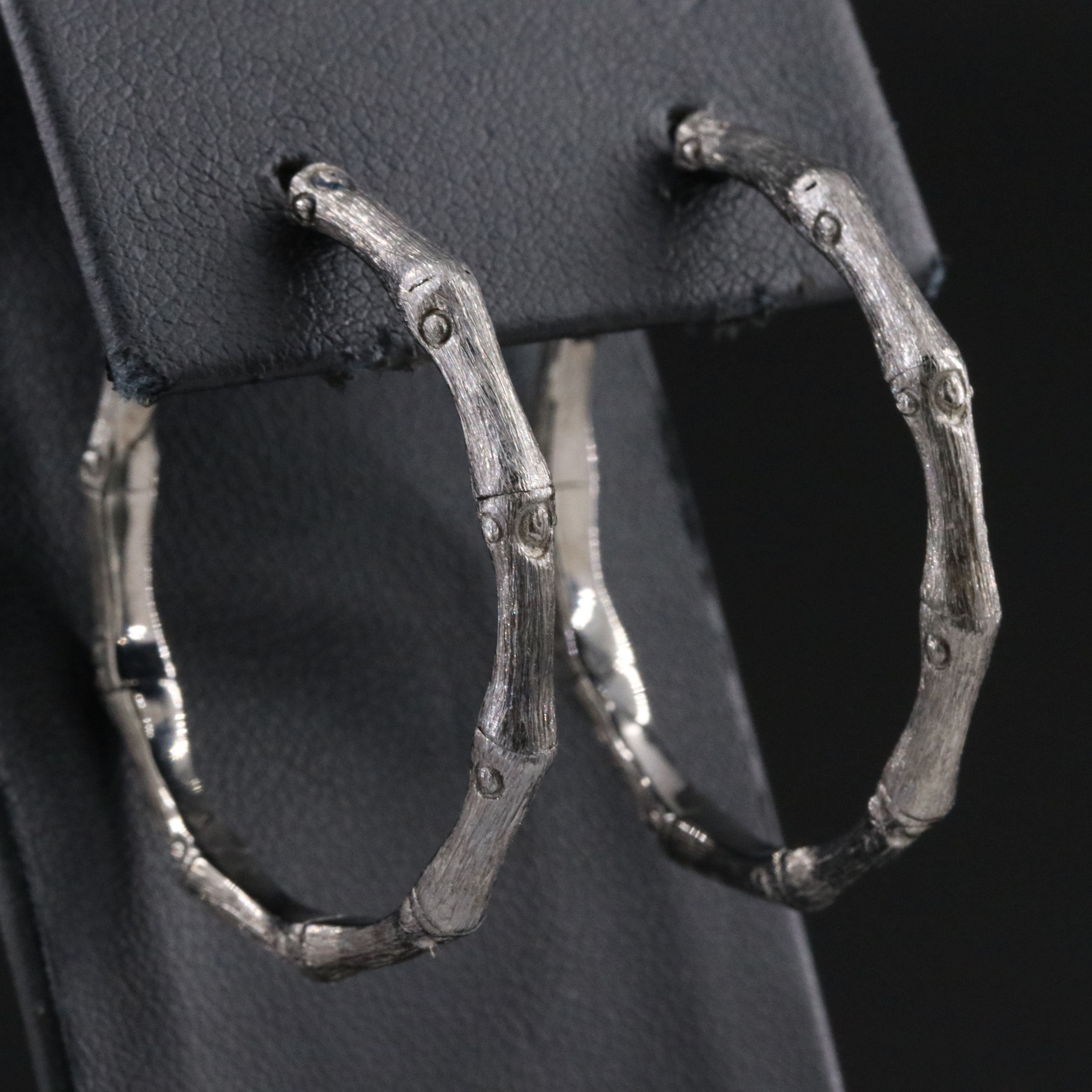 John Hardy Bamboo Darkened Sterling Hoop Earrings