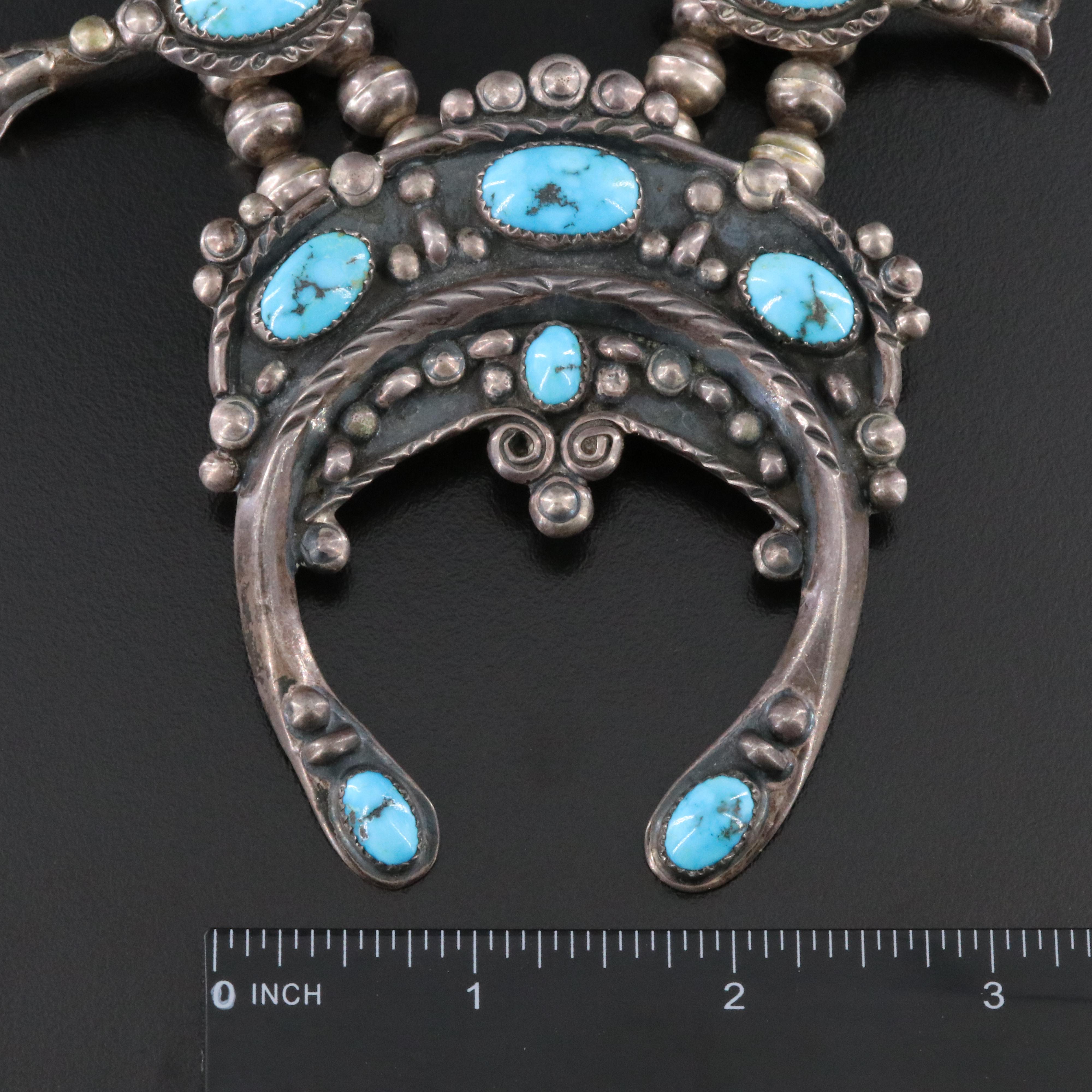 Jimmie Long Navajo Diné Sterling Squash Blossom Necklace