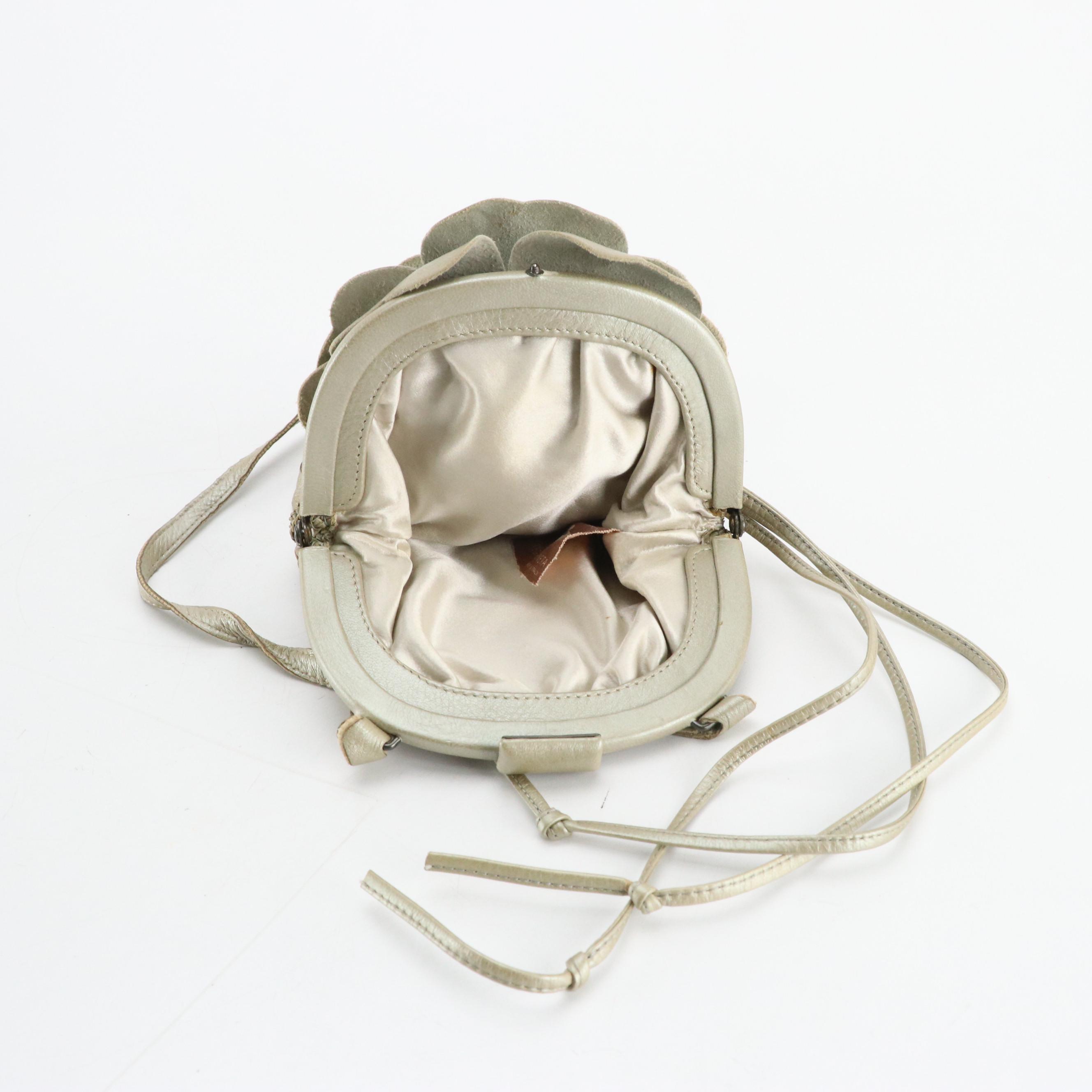 Bottega Veneta Vintage Woven Metallic Leather Flower Pouch