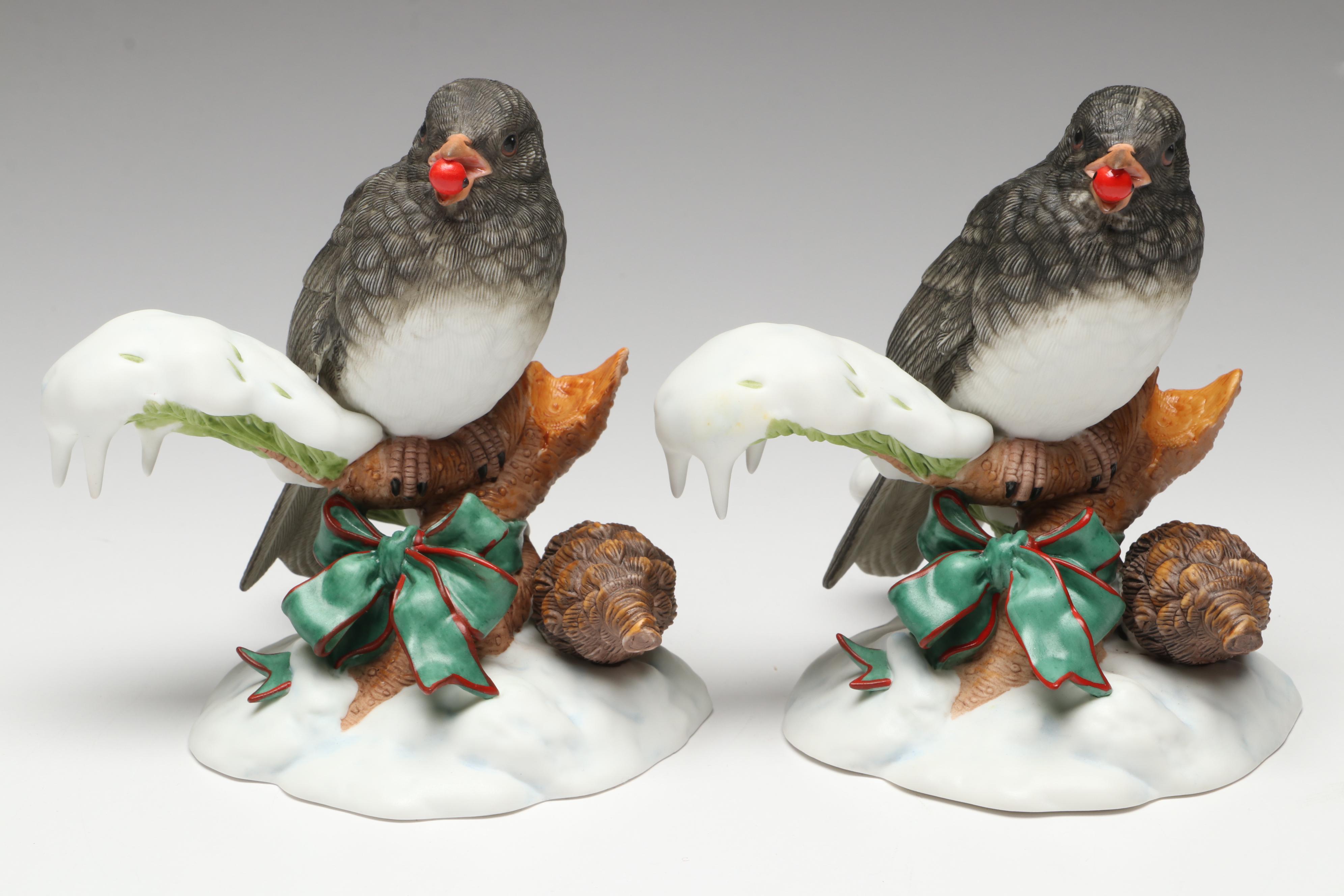 Lenox "Christmas Snowbird" and "Chickadee" Porcelain Figures