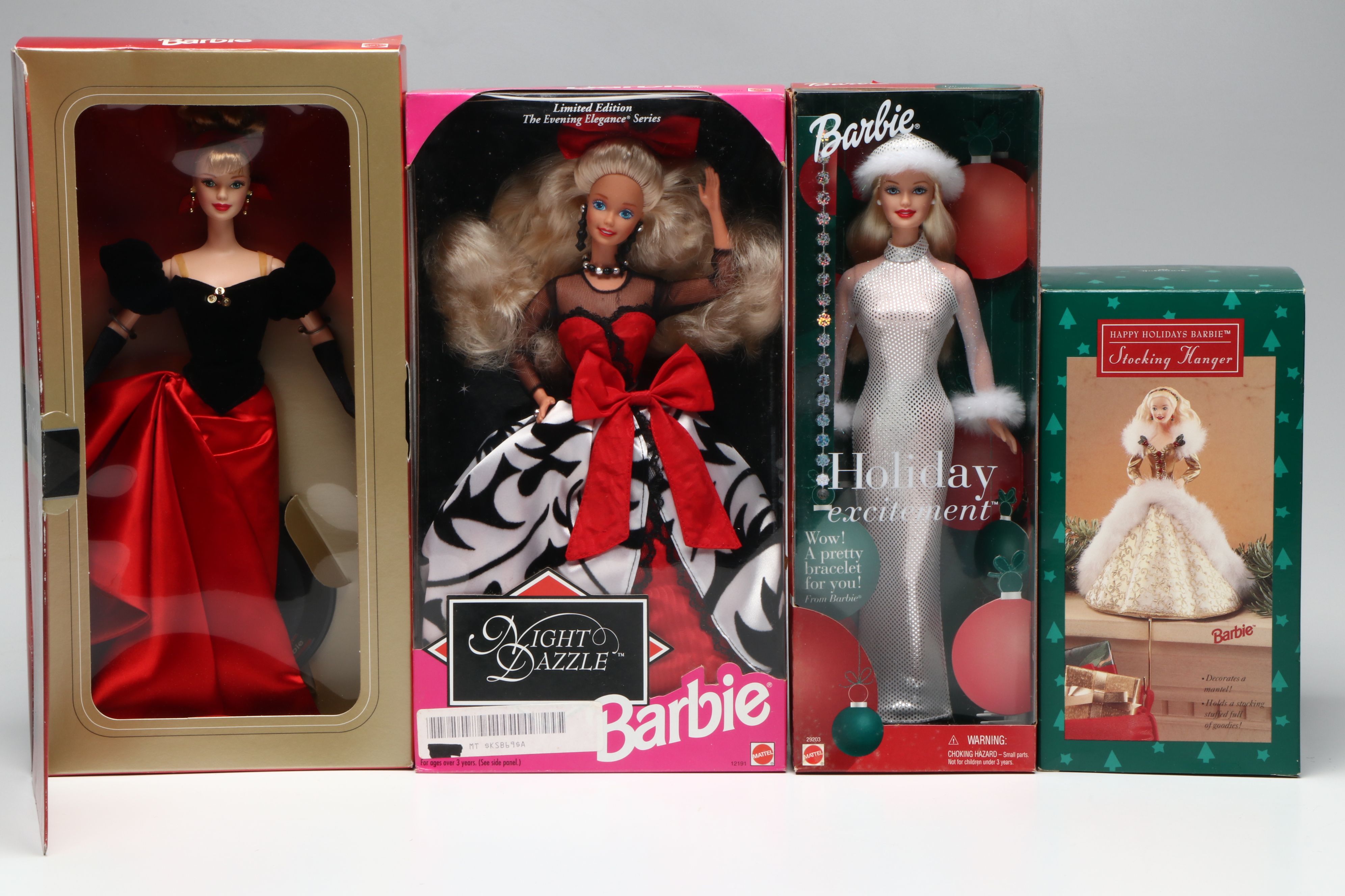 Barbie "Night Dazzle" with Other Barbie Dolls and Stocking Hanger