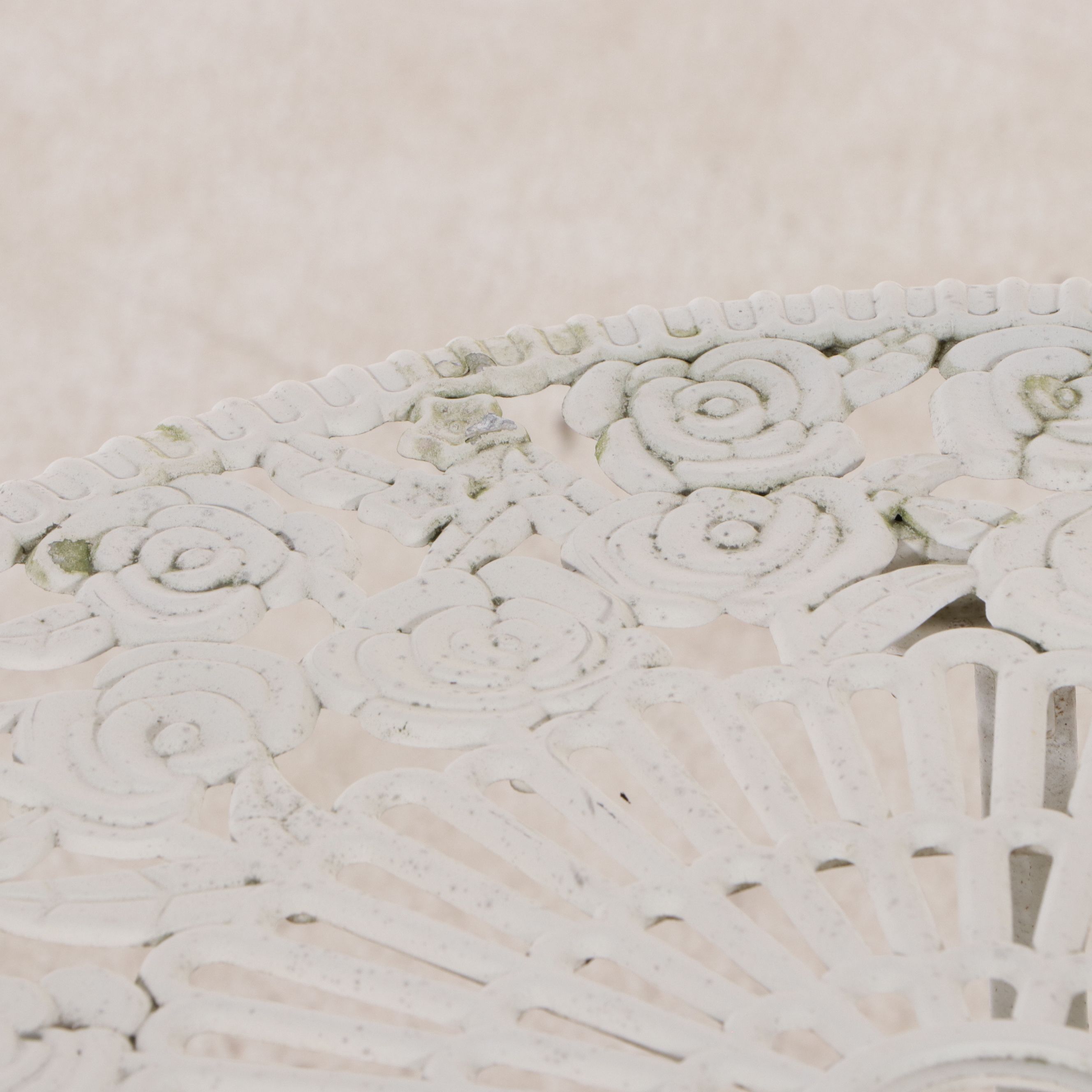 Victorian Style White-Painted Cast Metal Three-Piece Patio Bistro Dining Set