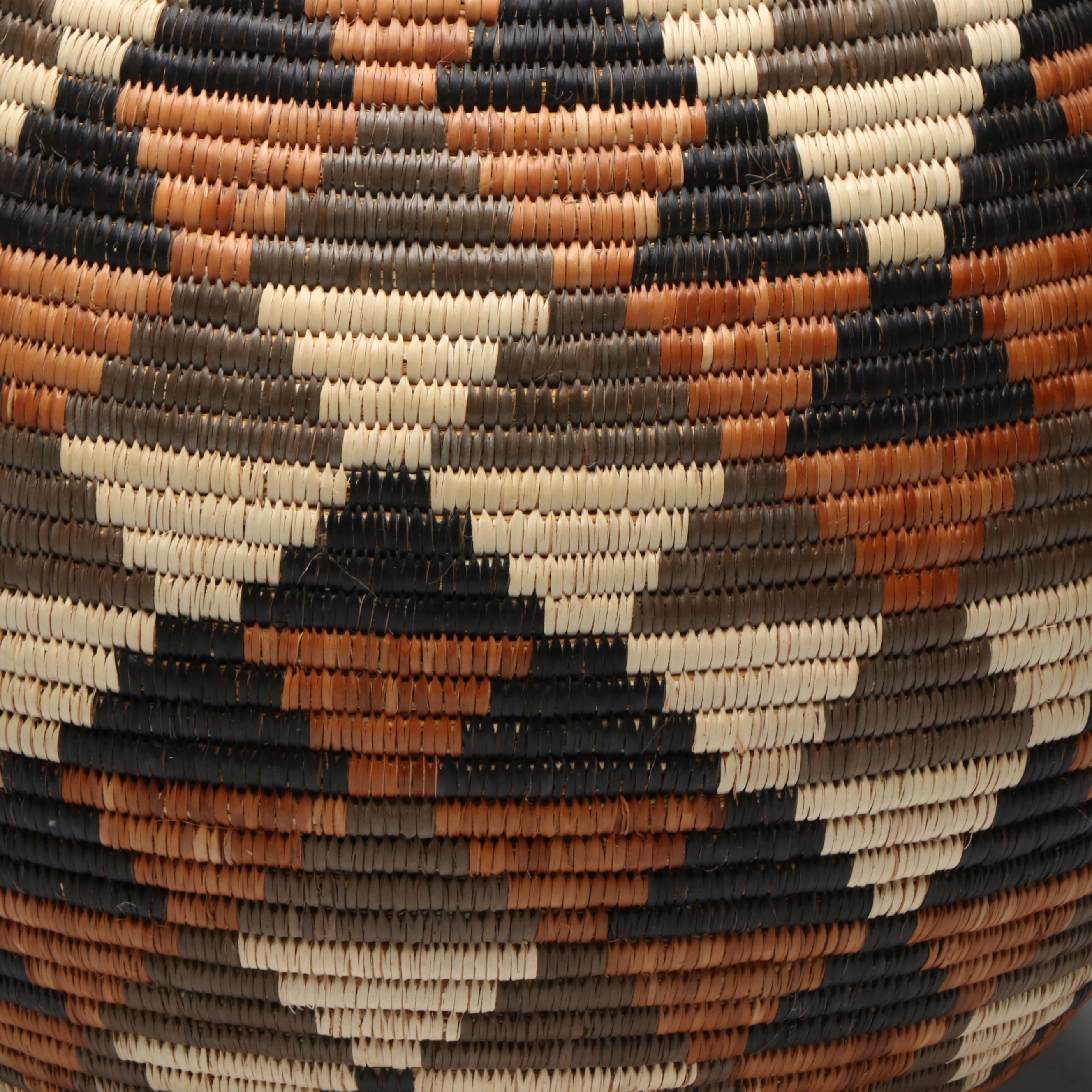 Veronica Hlabisa South African Zulu Ilala Palm Lidded Basket
