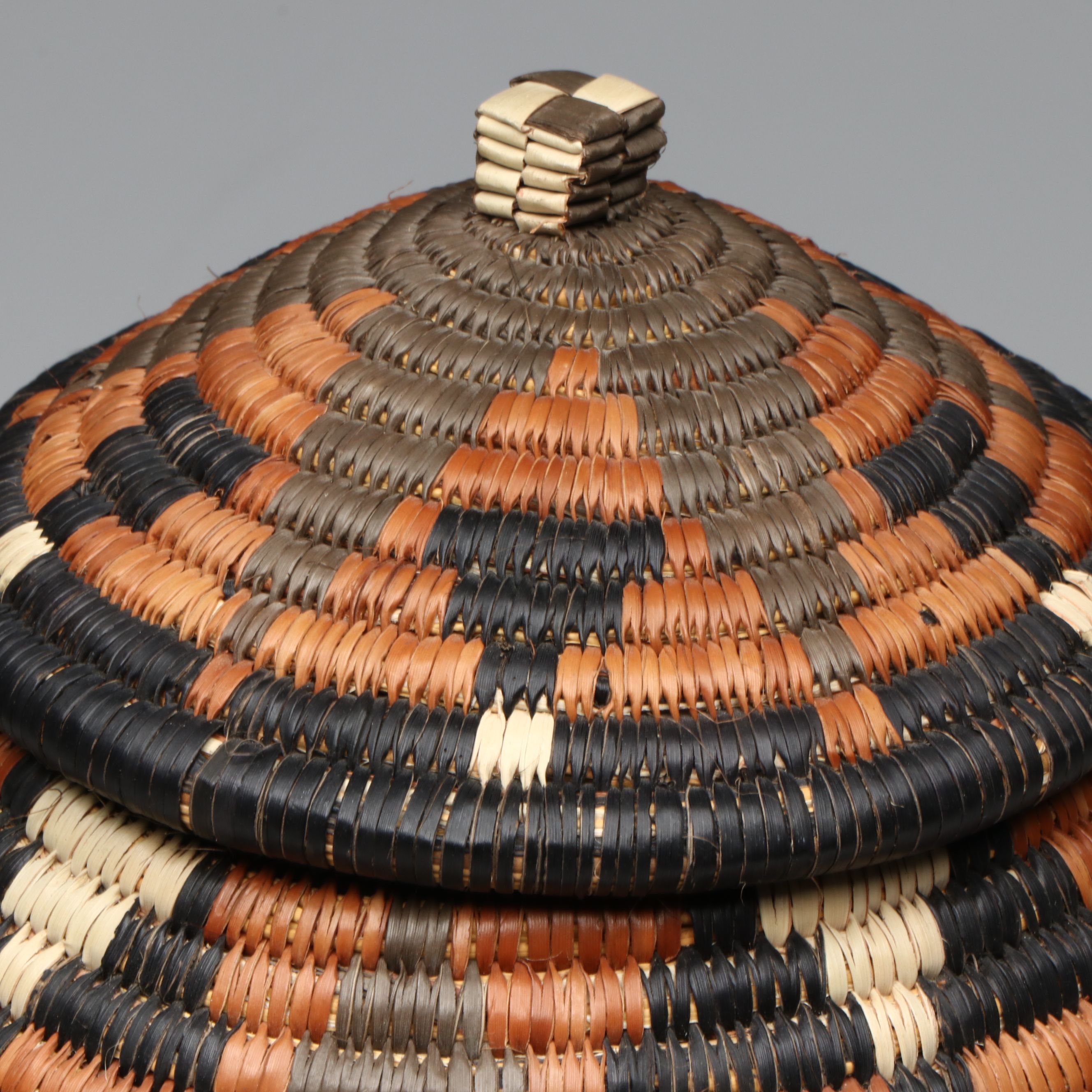 Veronica Hlabisa South African Zulu Ilala Palm Lidded Basket