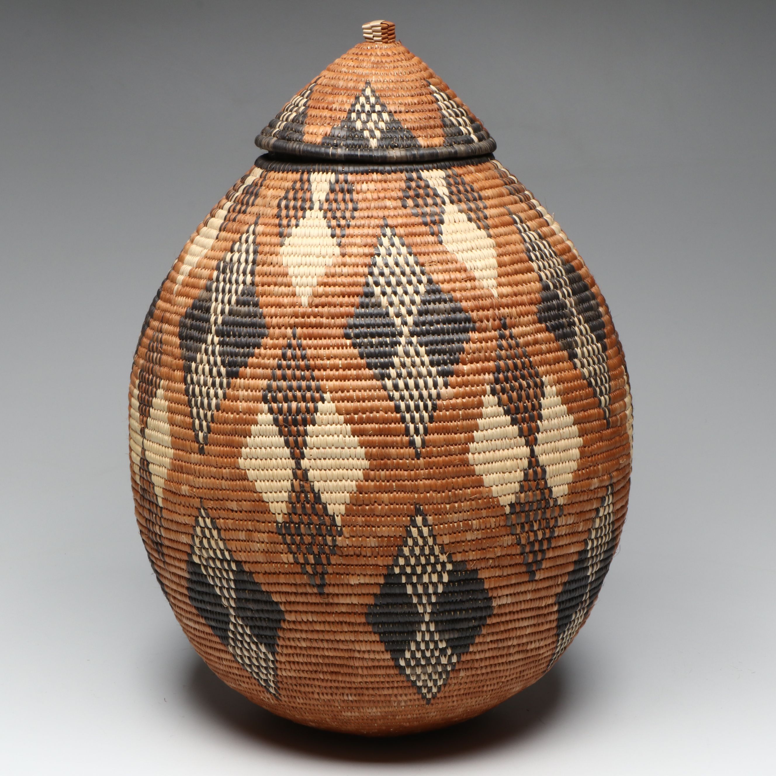 Zinhle Khumalo South African Zulu Ilala Palm Egg-Shaped Basket