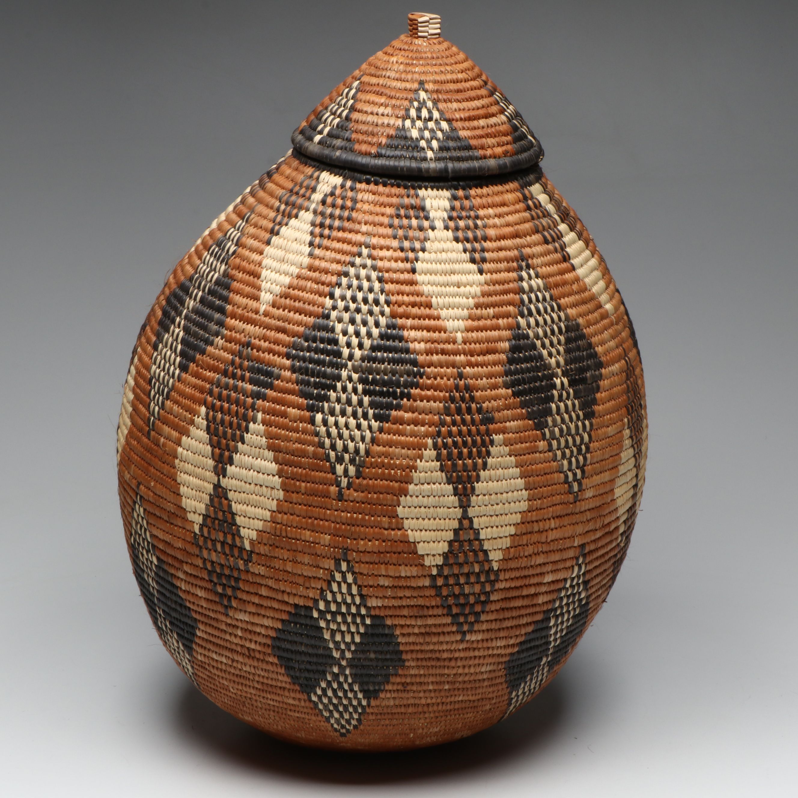 Zinhle Khumalo South African Zulu Ilala Palm Egg-Shaped Basket
