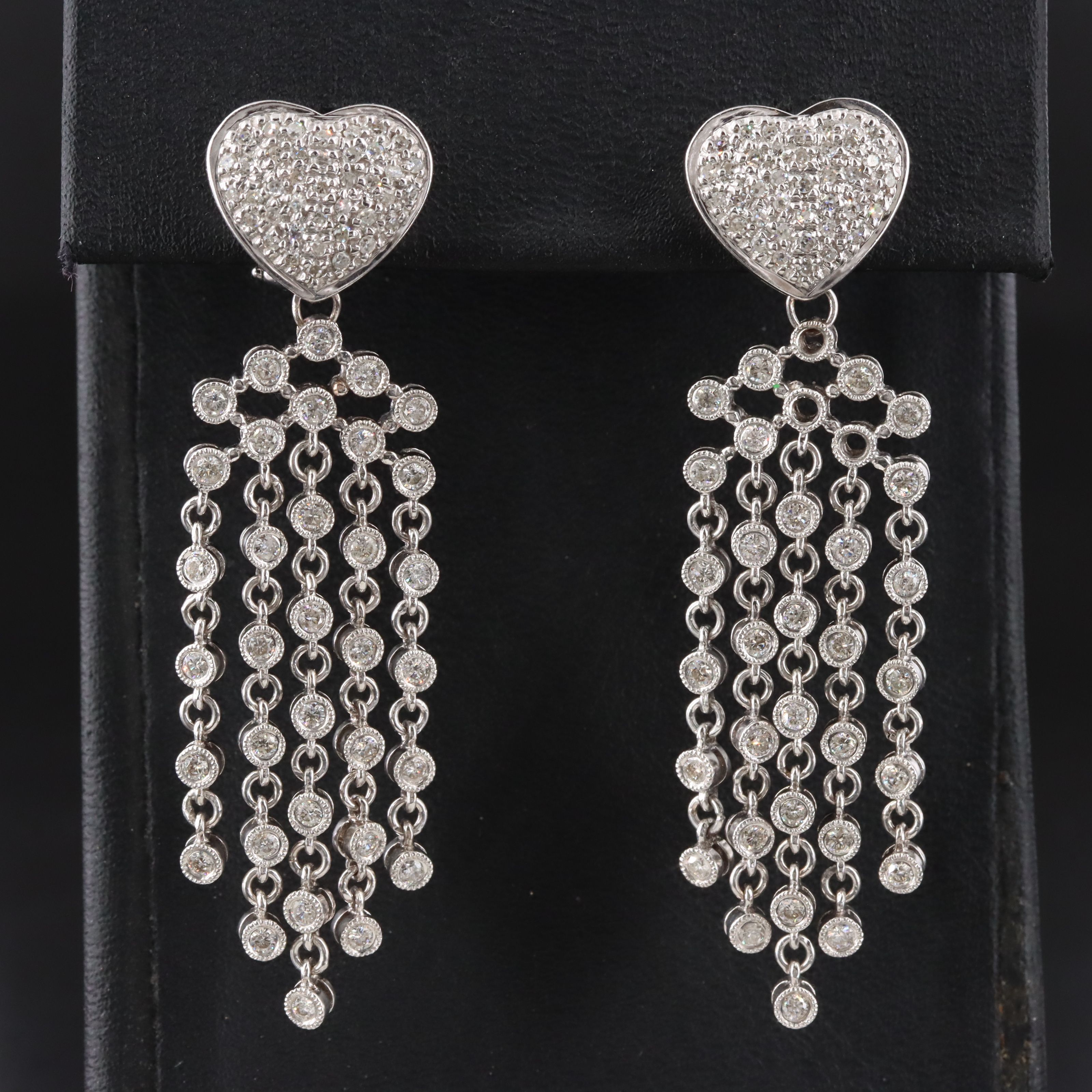 14K 1.96 CTW Diamond Heart with Fringe Earrings