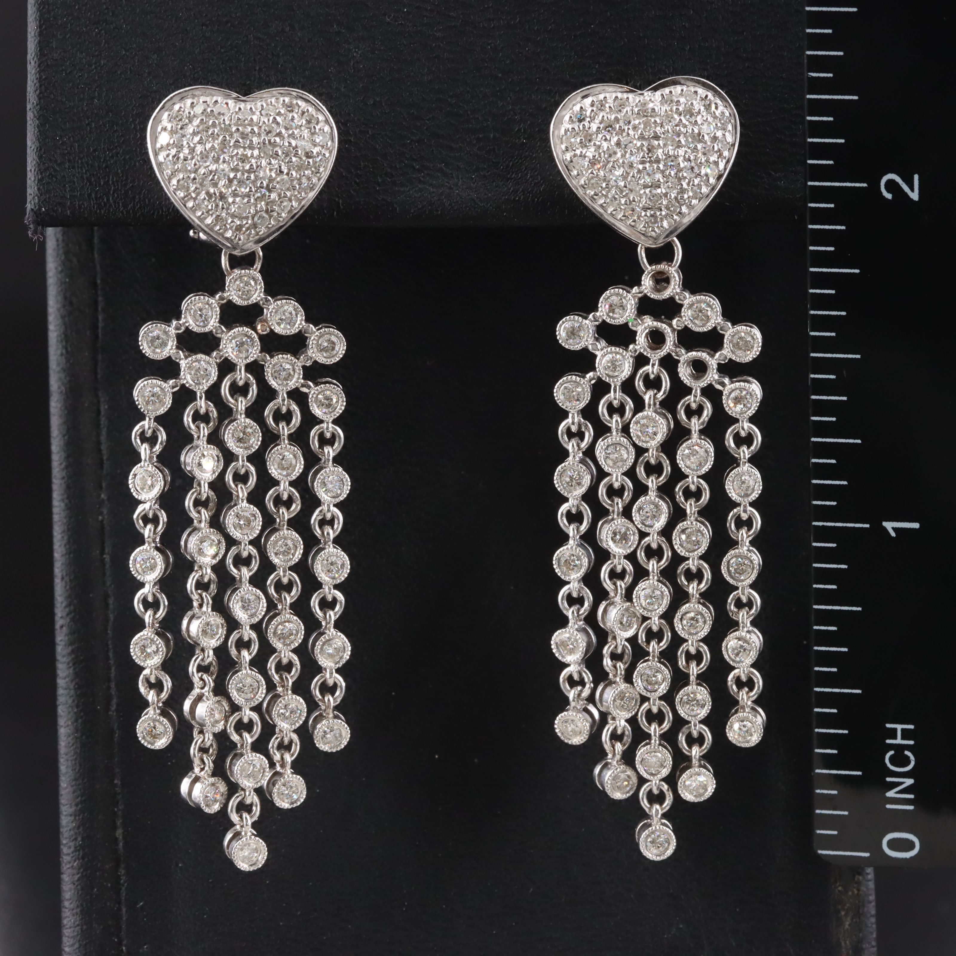 14K 1.96 CTW Diamond Heart with Fringe Earrings