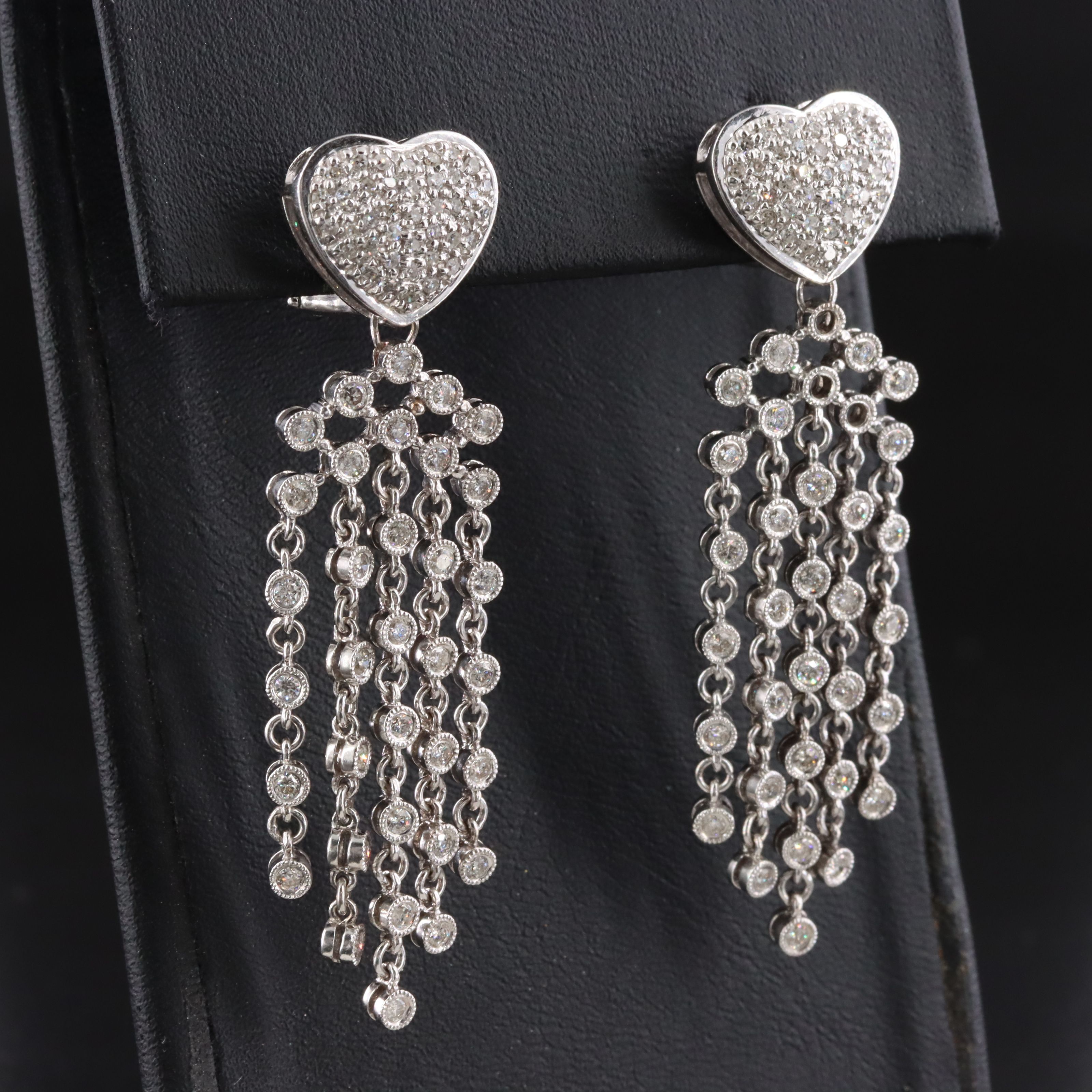 14K 1.96 CTW Diamond Heart with Fringe Earrings