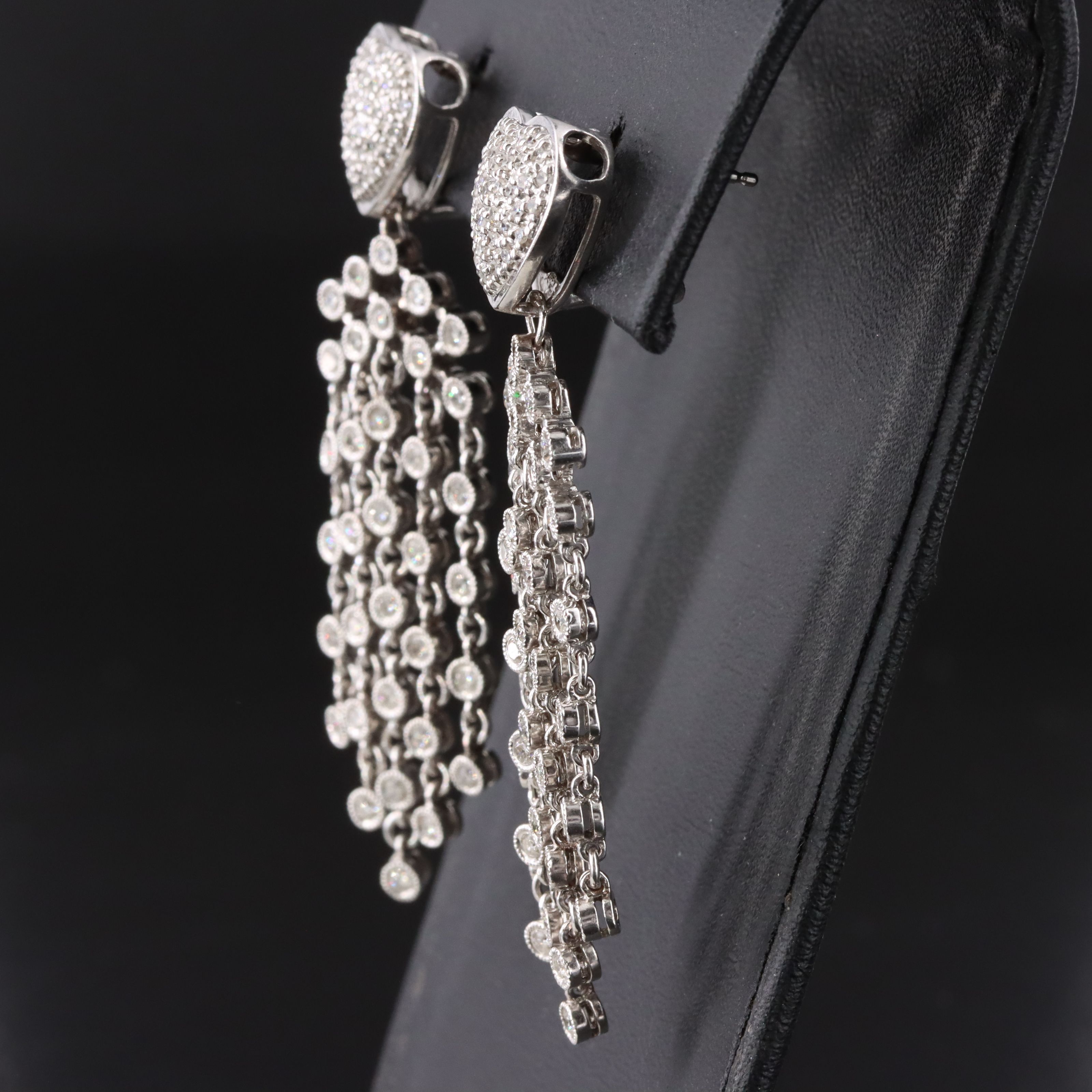 14K 1.96 CTW Diamond Heart with Fringe Earrings