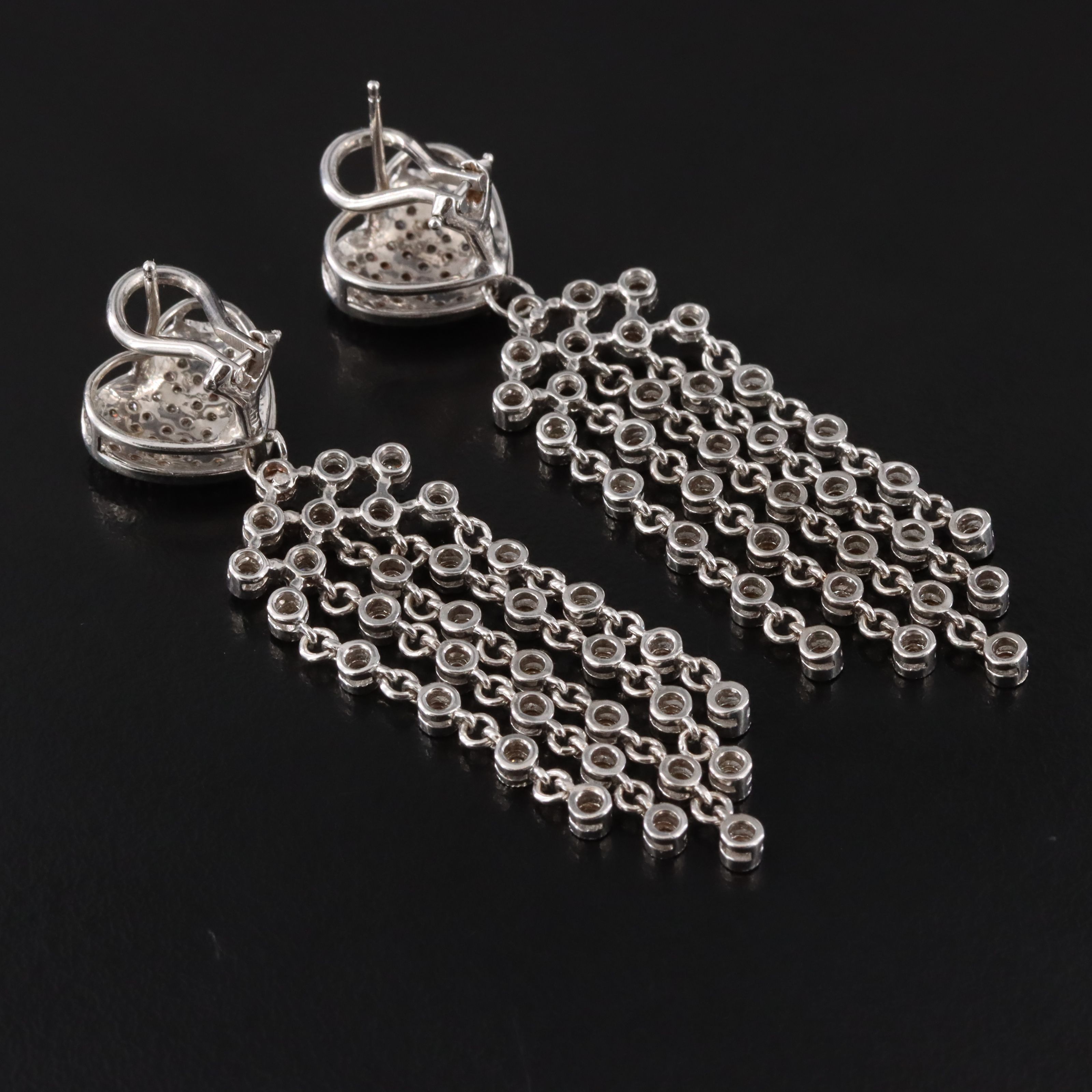 14K 1.96 CTW Diamond Heart with Fringe Earrings