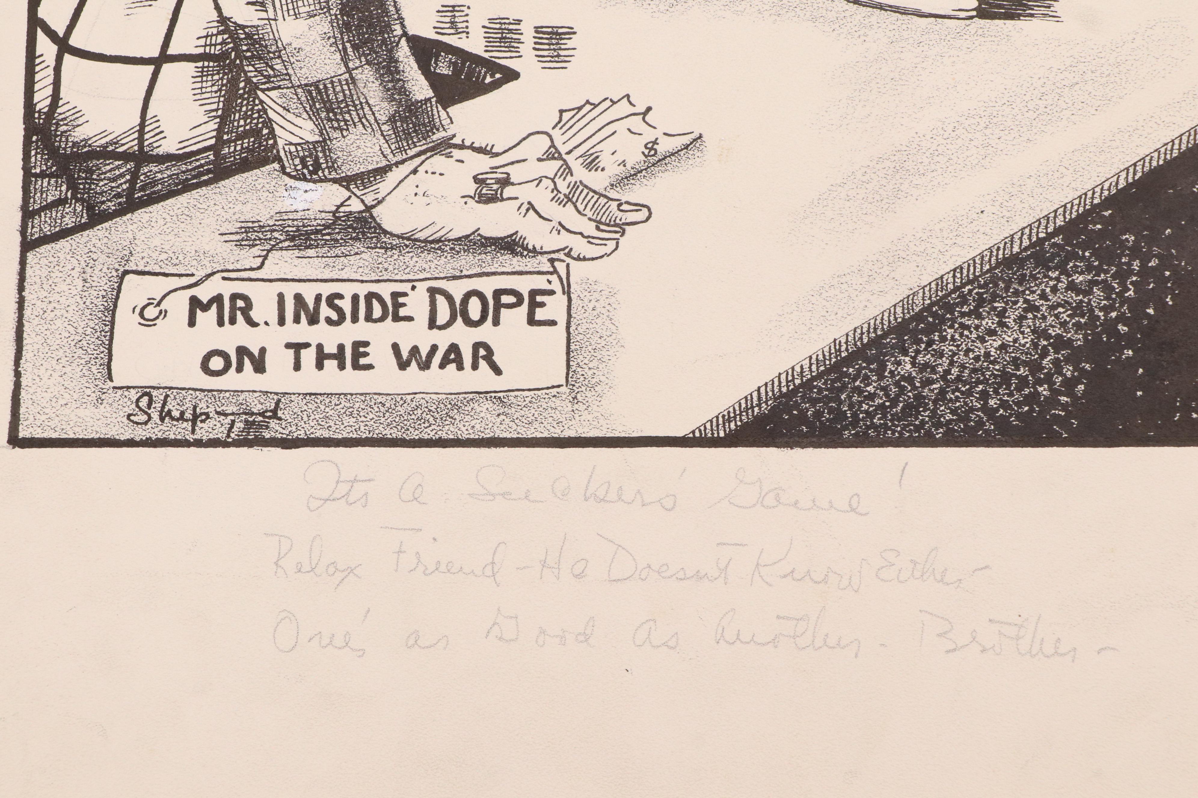 Harvey Shepard Political Propaganda Ink Illustrations, 1940s