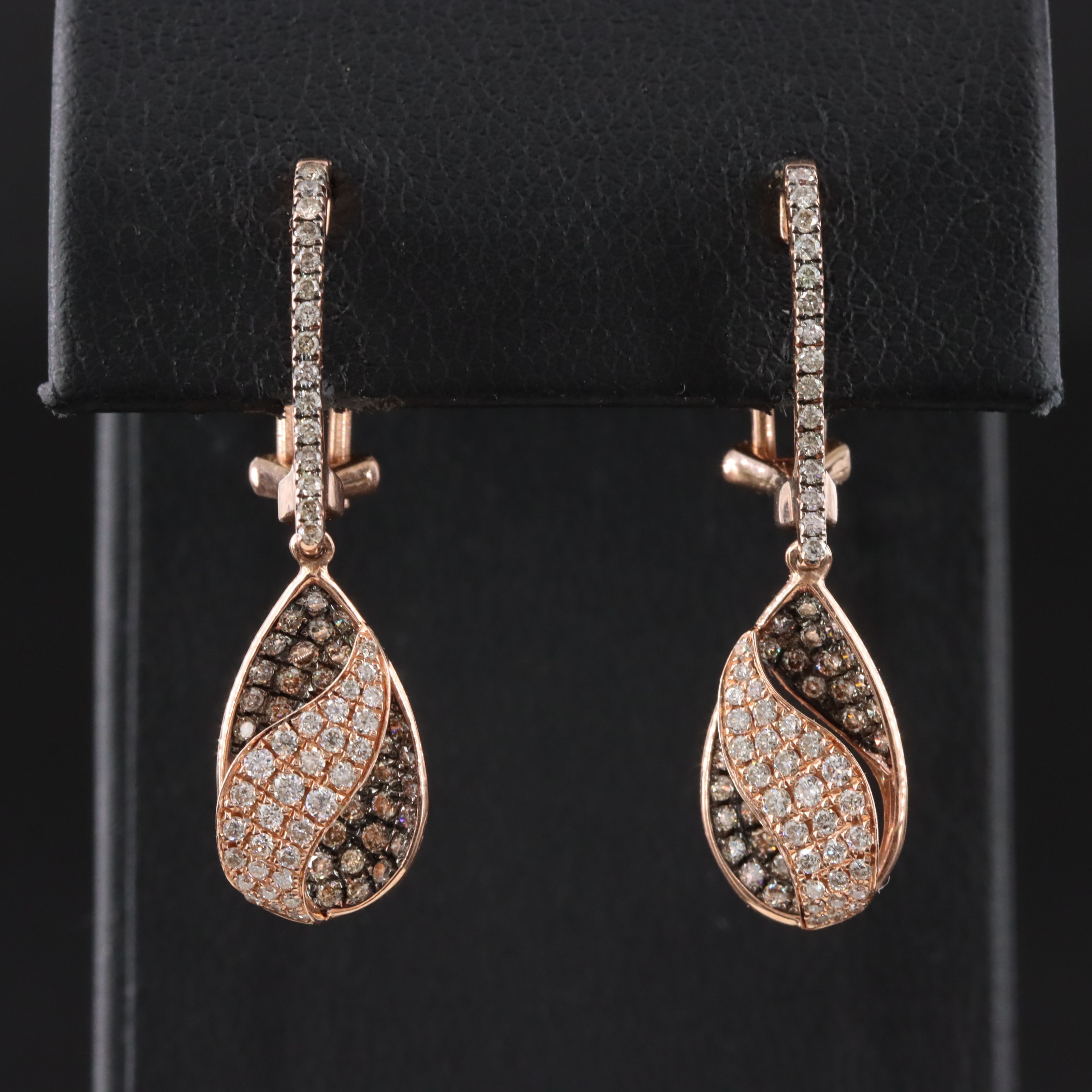 14K Rose Gold 1.02 CTW Diamond Drop Earrings