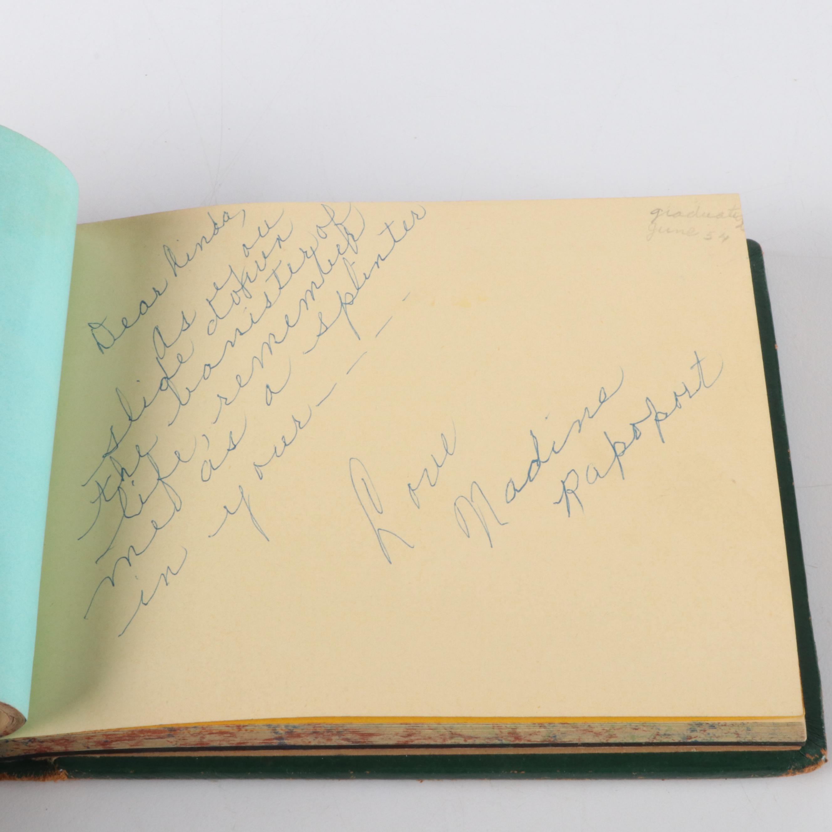 Middle School Autograph Book, Nora Ephron & Early Celebrity Signatures, 1950s