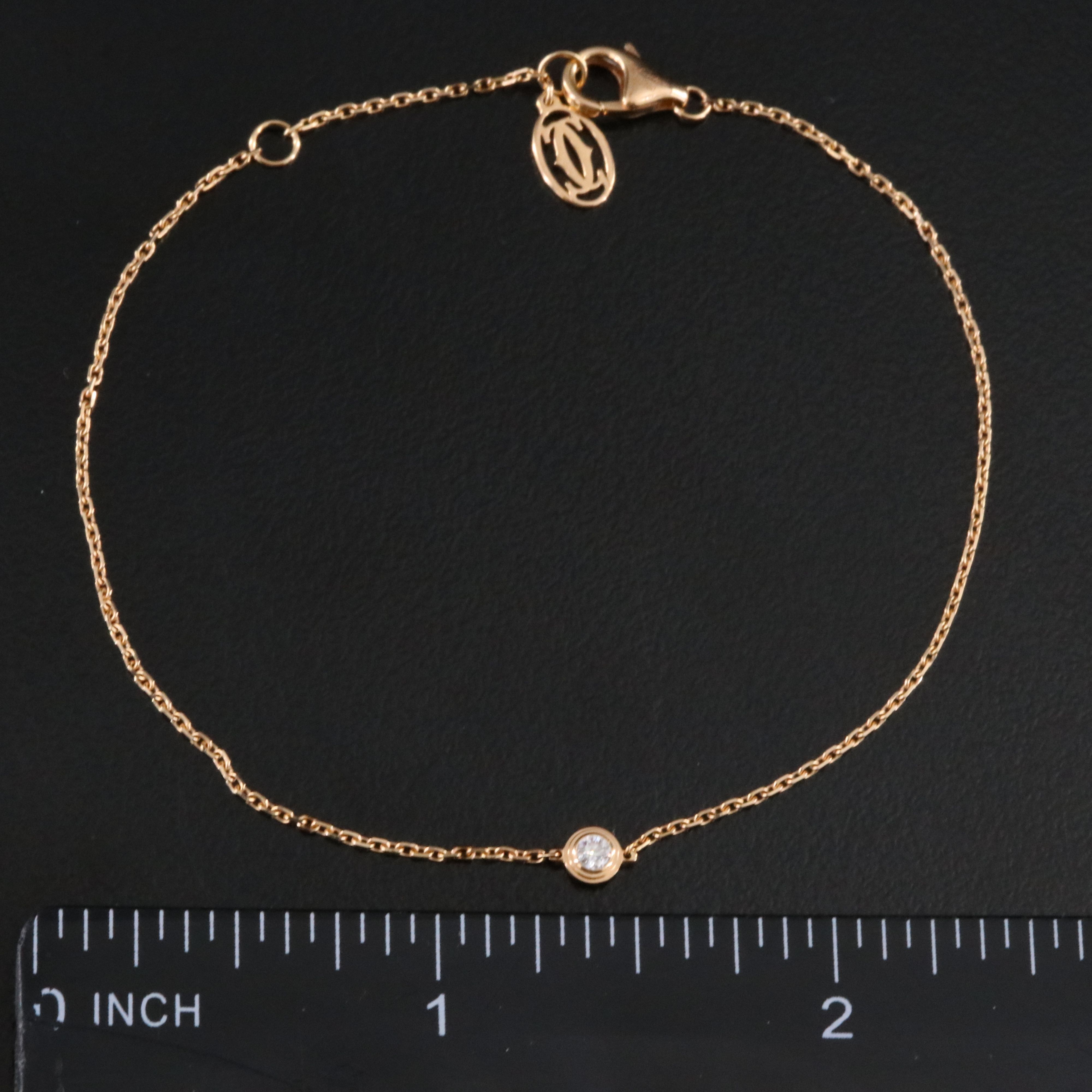 Cartier D'Amour 18K Rose Gold and Diamond Solitaire Bracelet with COA