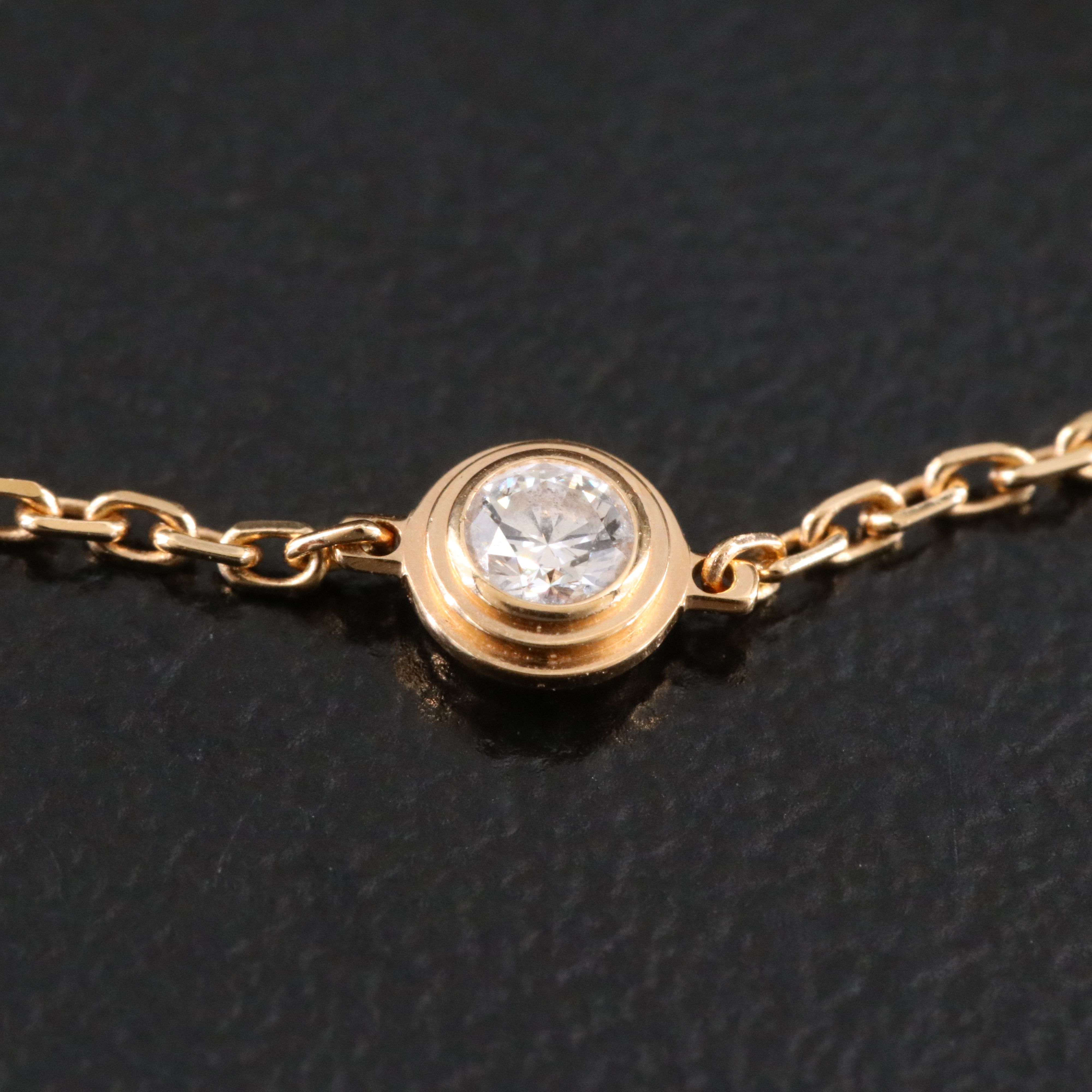 Cartier D'Amour 18K Rose Gold and Diamond Solitaire Bracelet with COA