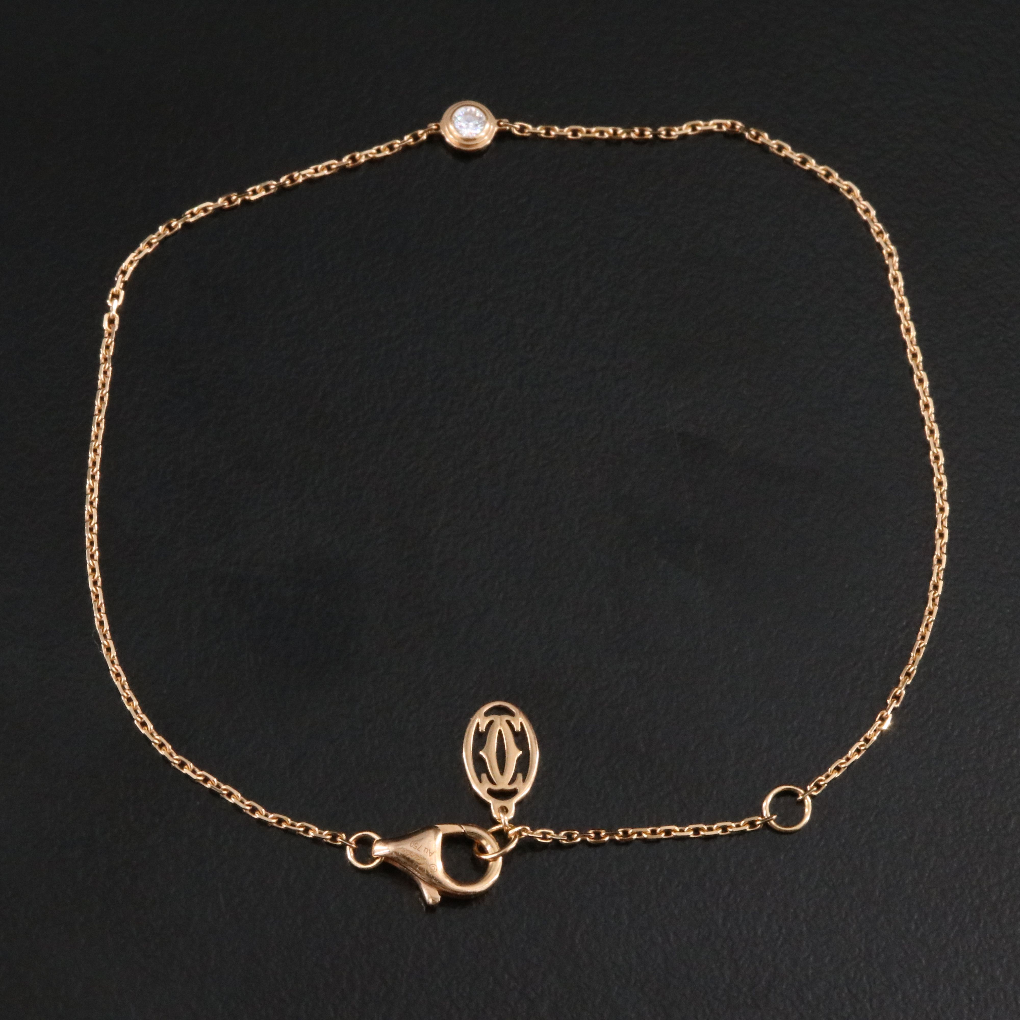 Cartier D'Amour 18K Rose Gold and Diamond Solitaire Bracelet with COA