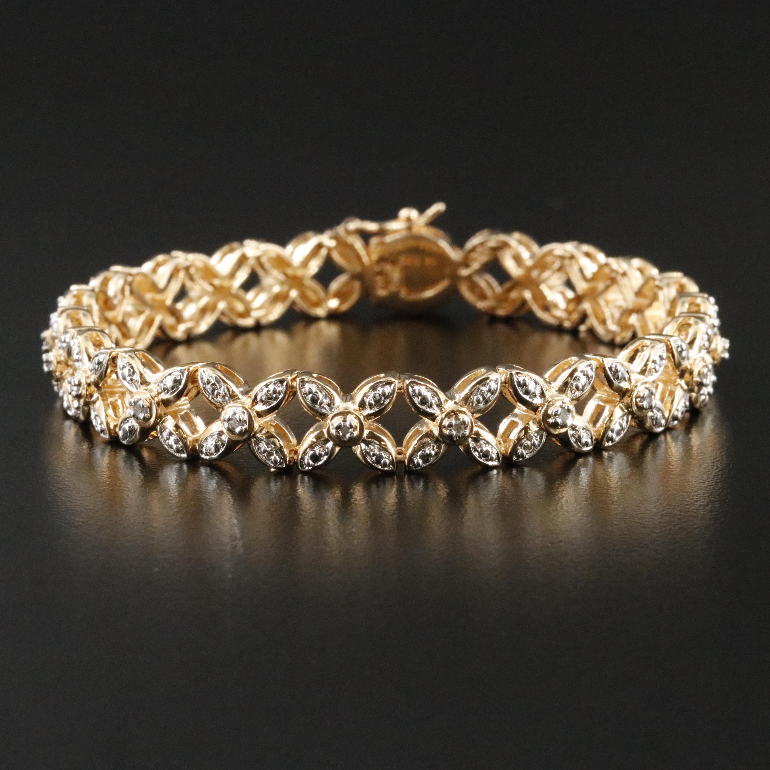 Sterling Diamond X Link Bracelet