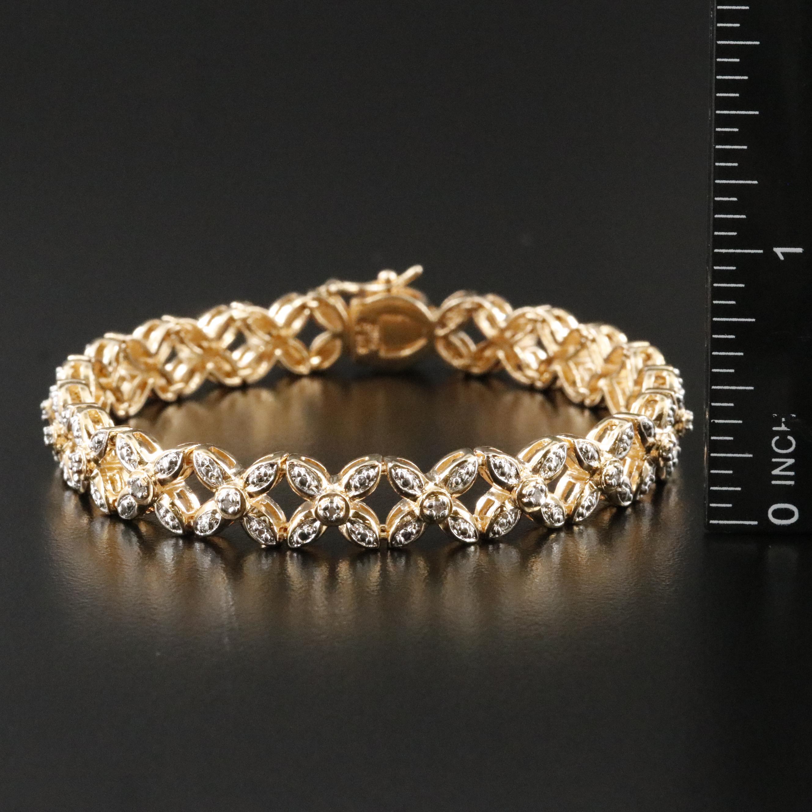 Sterling Diamond X Link Bracelet
