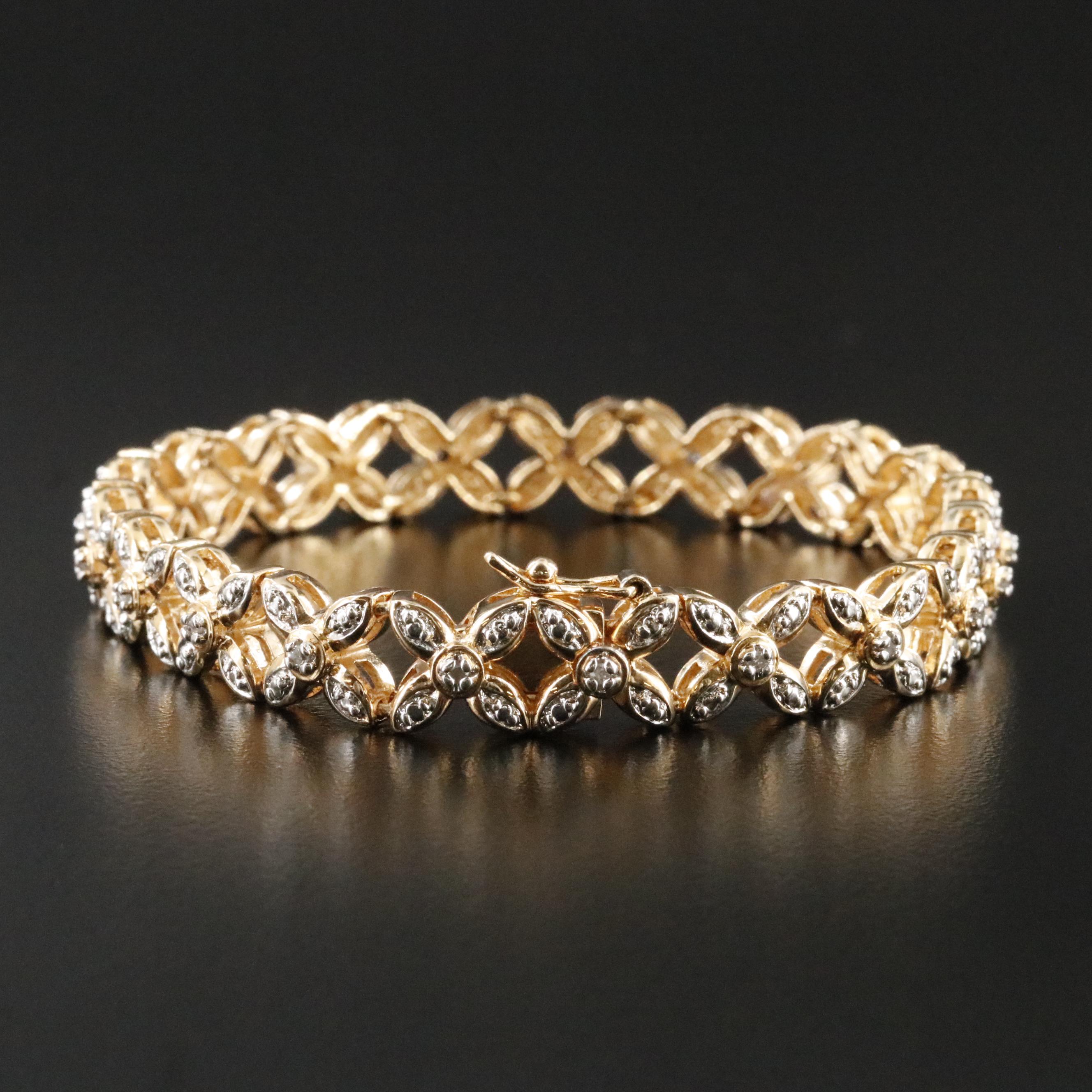 Sterling Diamond X Link Bracelet