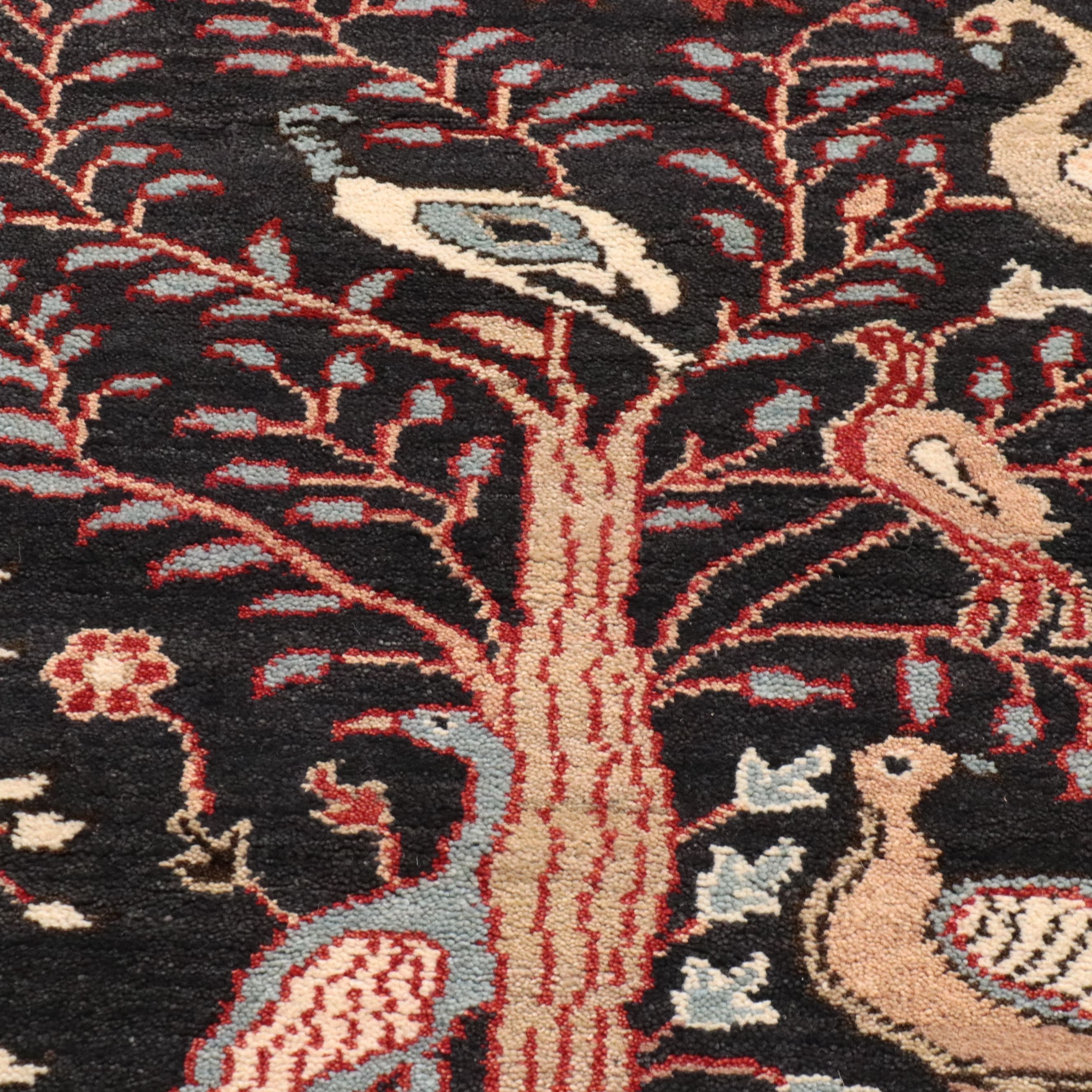 4' x 6'3 Hand-Knotted Indo-Persian Ziegler Pictorial Area Rug