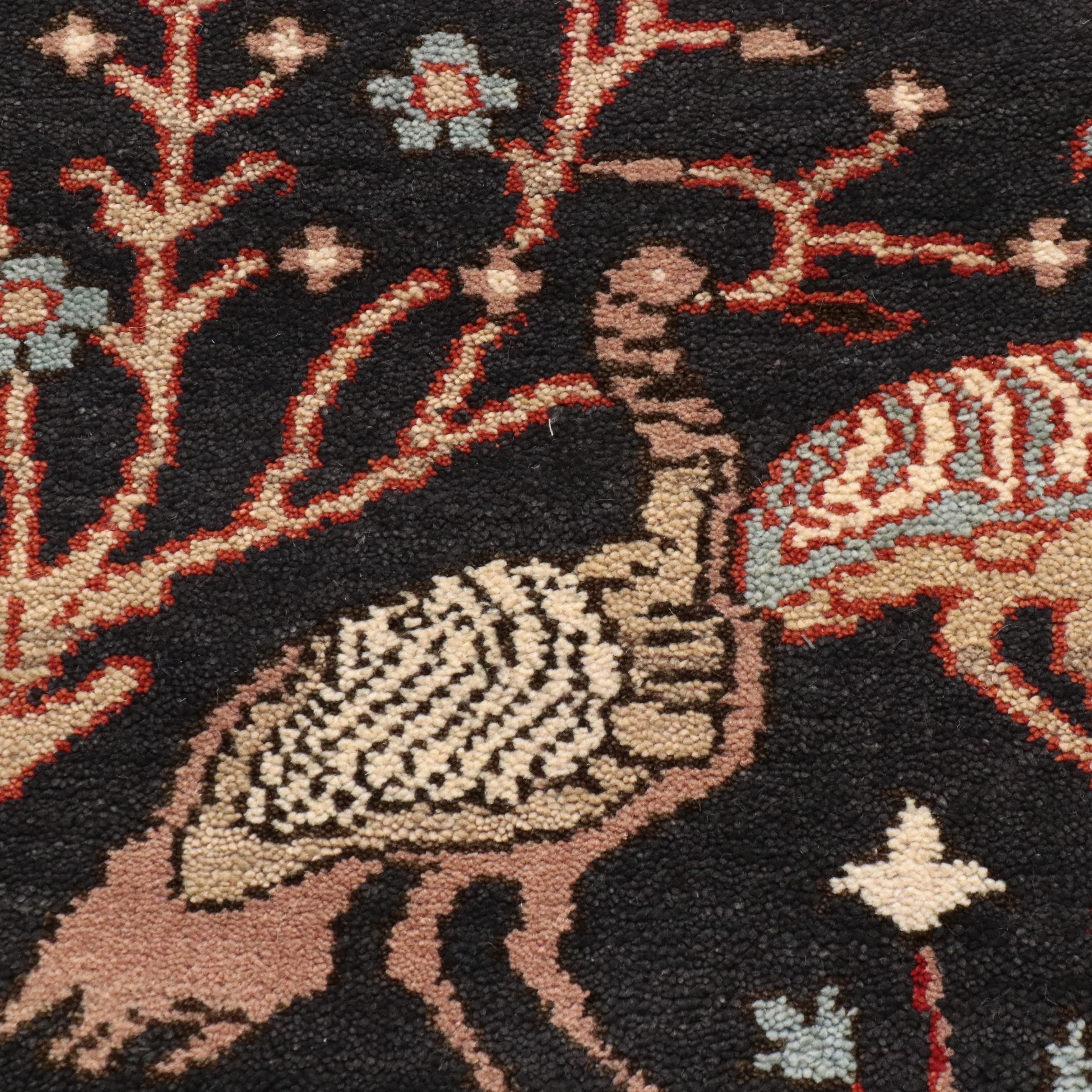 4' x 6'3 Hand-Knotted Indo-Persian Ziegler Pictorial Area Rug