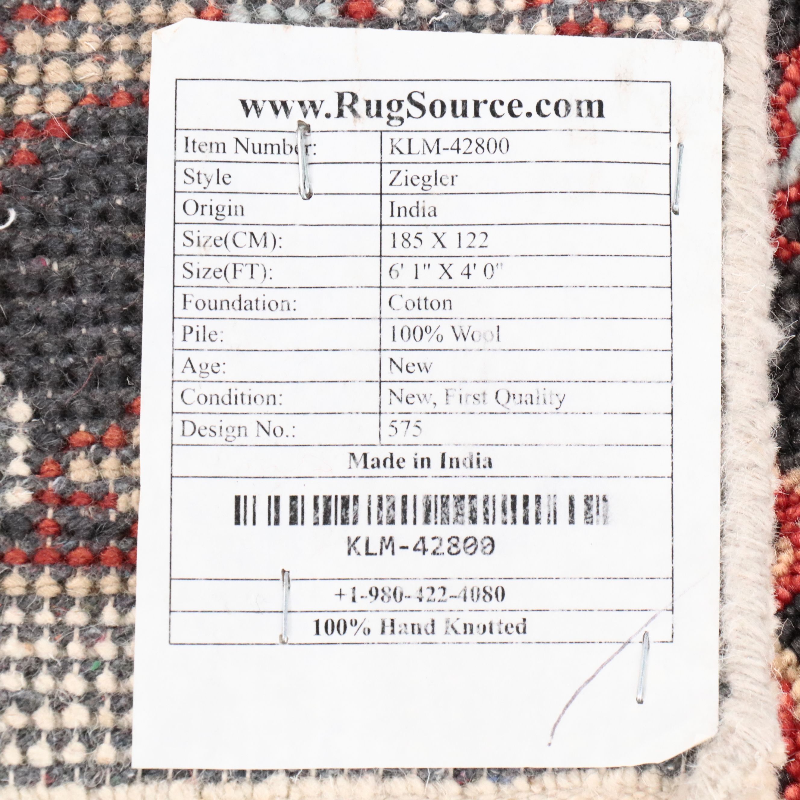 4' x 6'3 Hand-Knotted Indo-Persian Ziegler Pictorial Area Rug