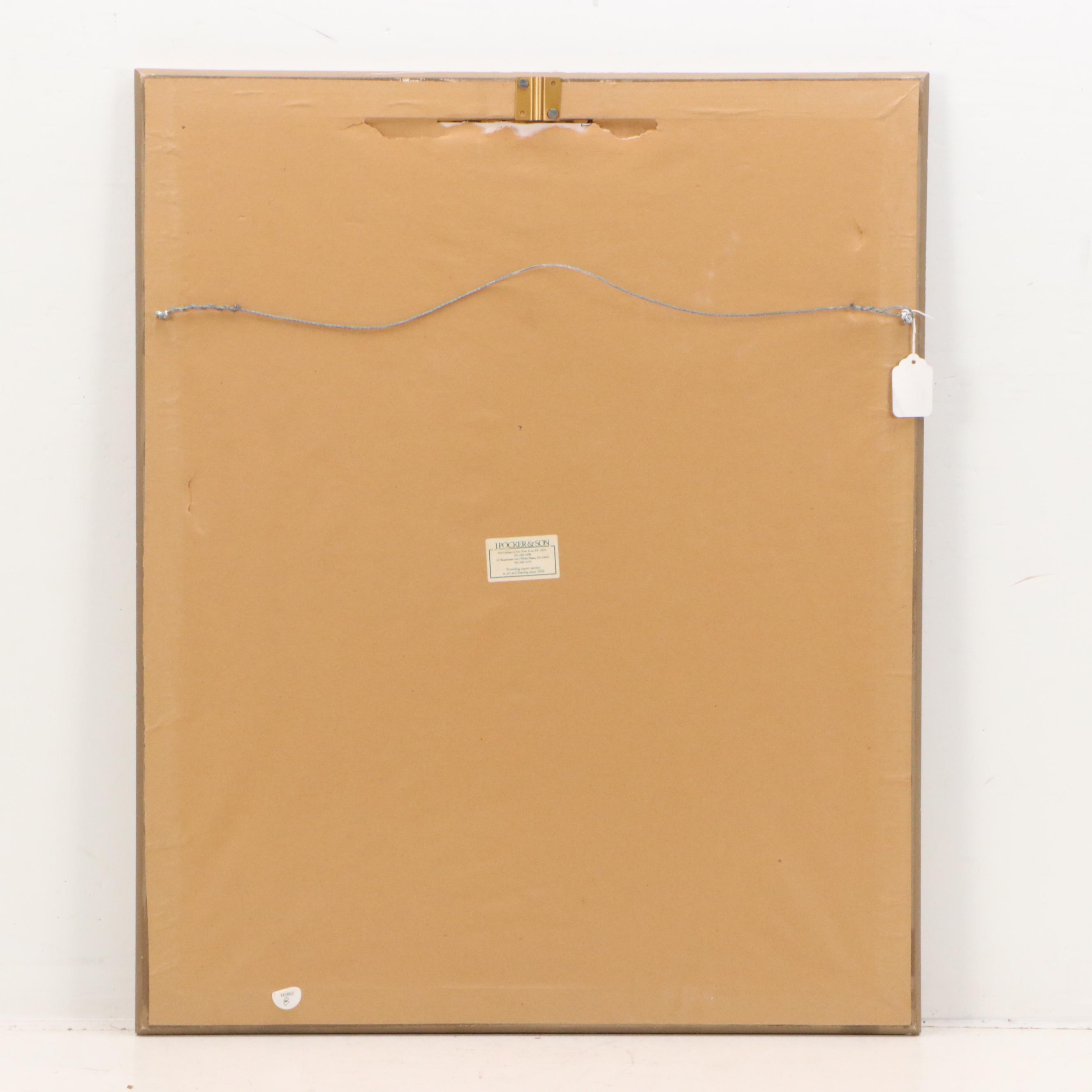 Joy Peck Stylized Oil Painting of Seated Woman, 20th Century