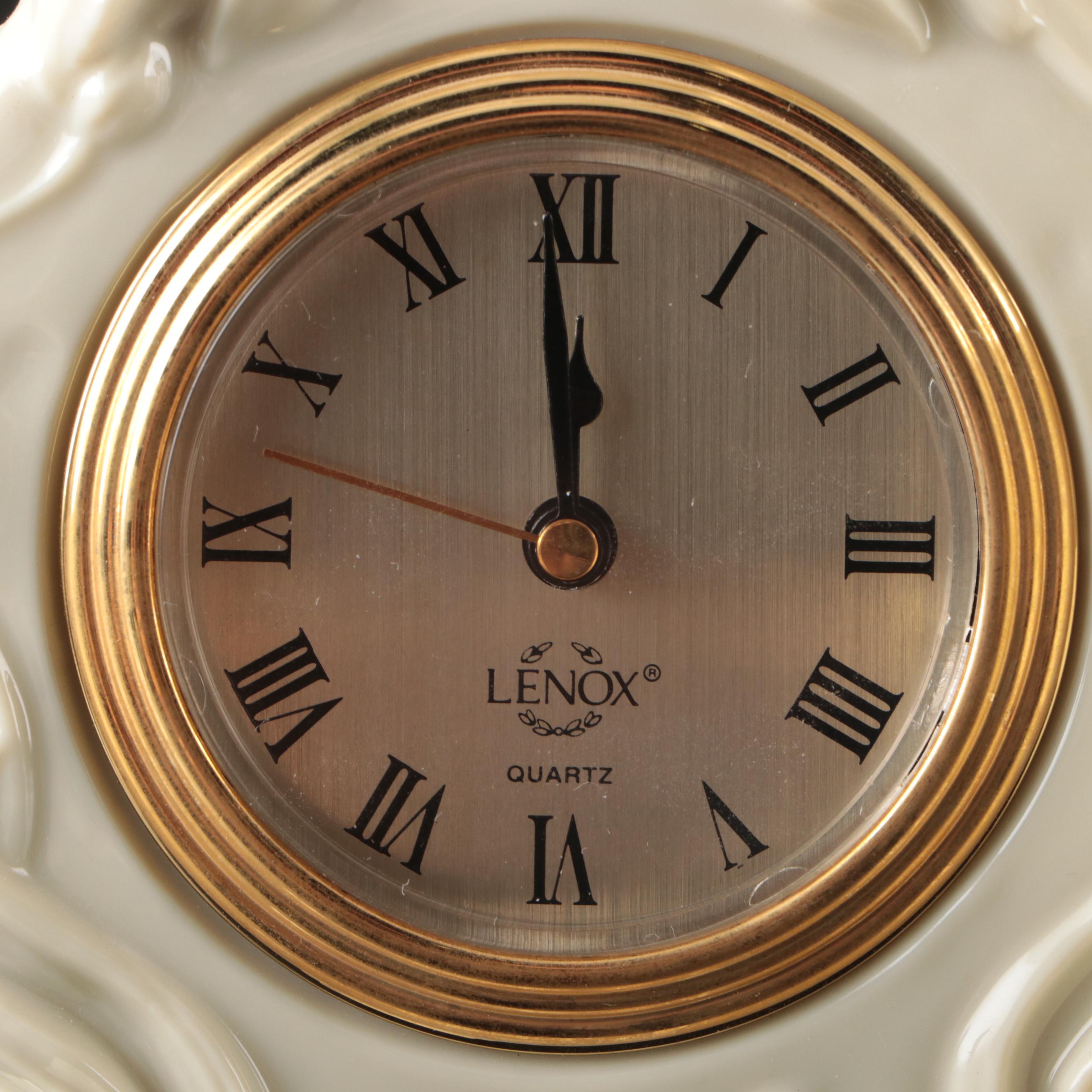 Lenox China Jewels Collection "Angel" Clock with "Toys From Santa" Figurine