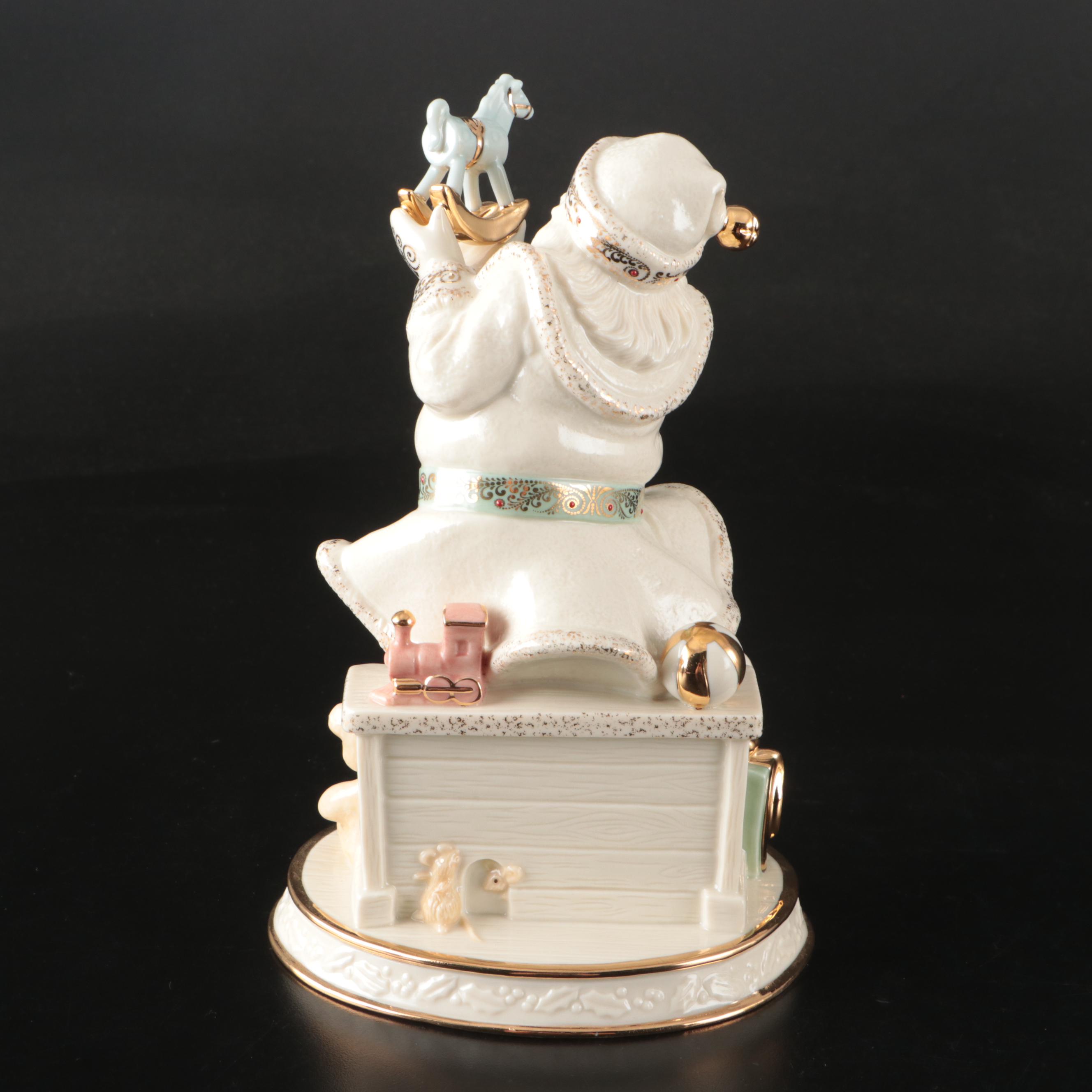 Lenox China Jewels Collection "Angel" Clock with "Toys From Santa" Figurine