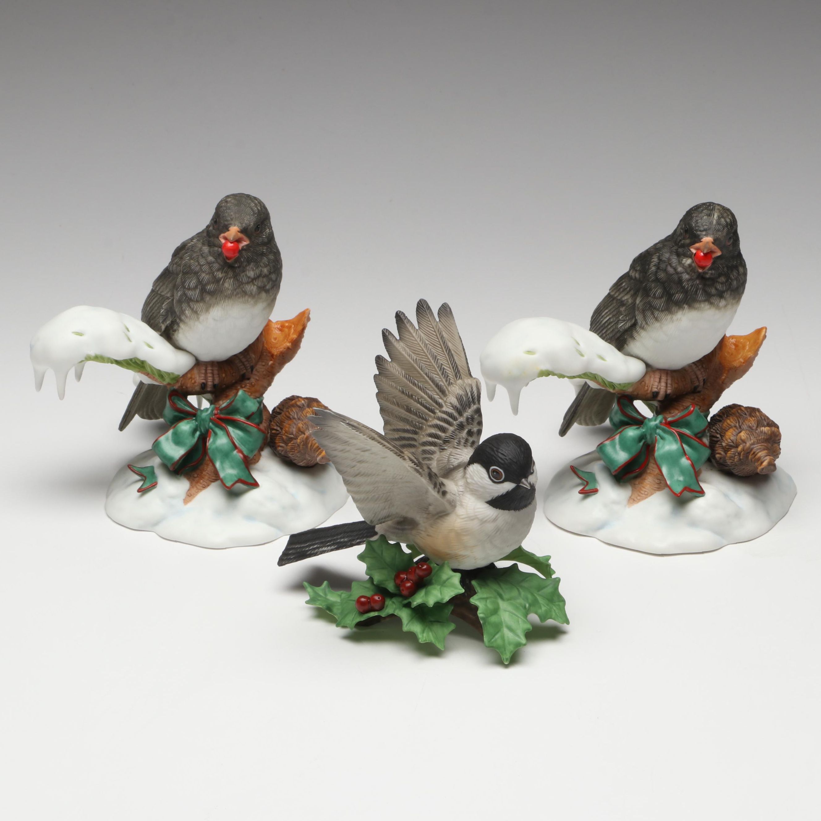 Lenox &quot;Christmas Snowbird&quot; and &quot;Chickadee&quot; Porcelain Figures