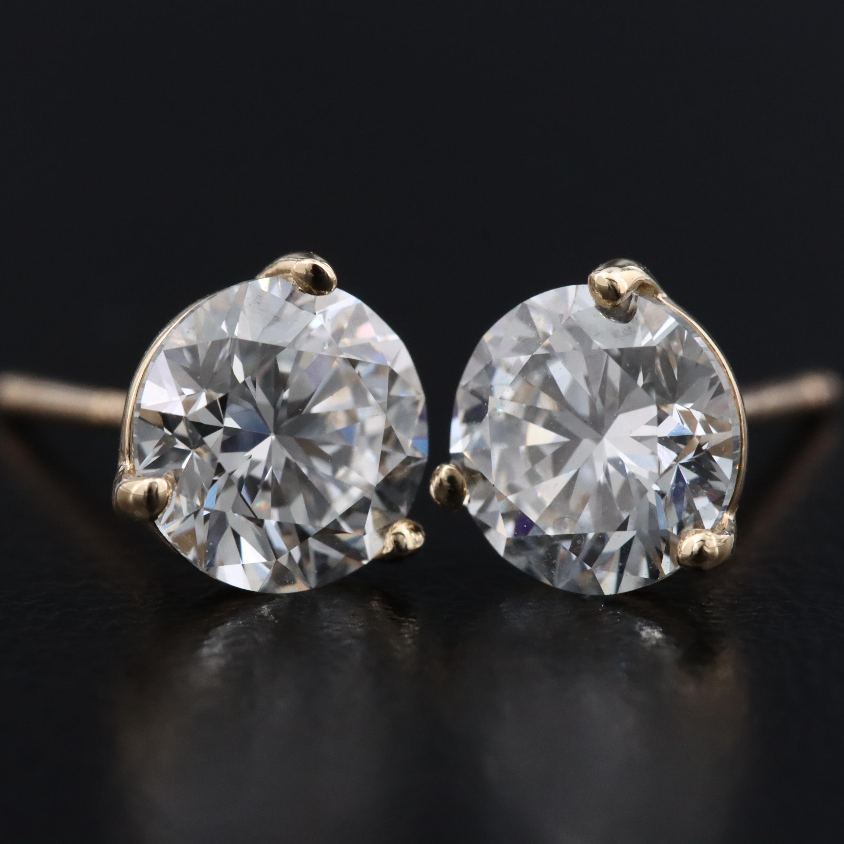 18K 2.00 CTW Lab Grown Diamond Martini Stud Earrings